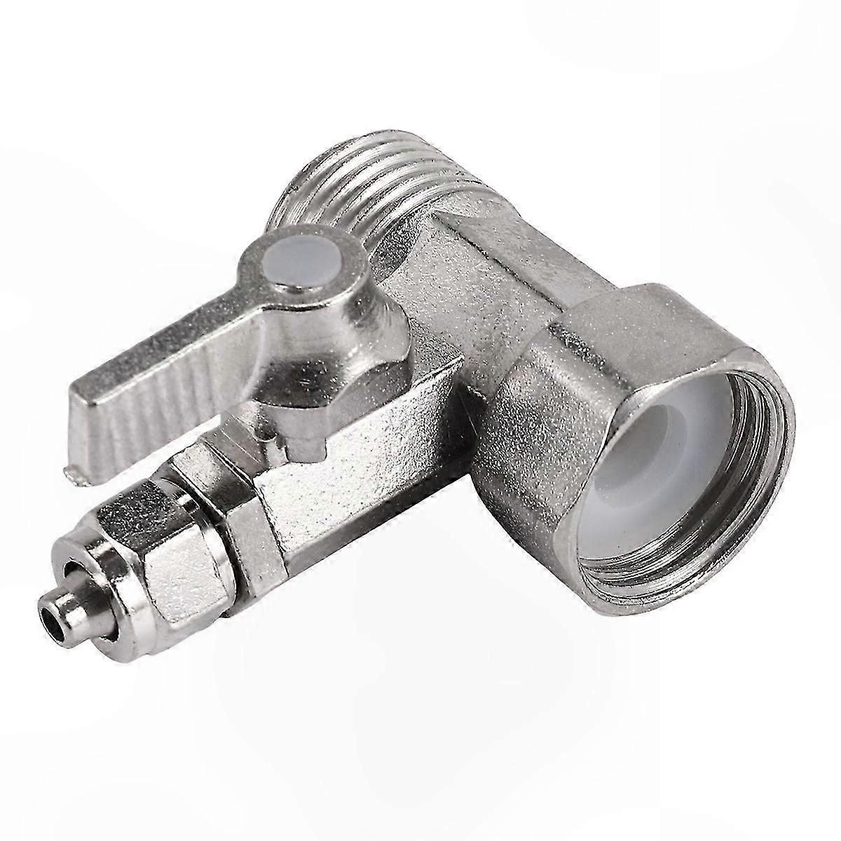 1/2" to 1/4" RO Faucet Adapter with Ball Valve for Reverse Osmosis Systems Silver Tone