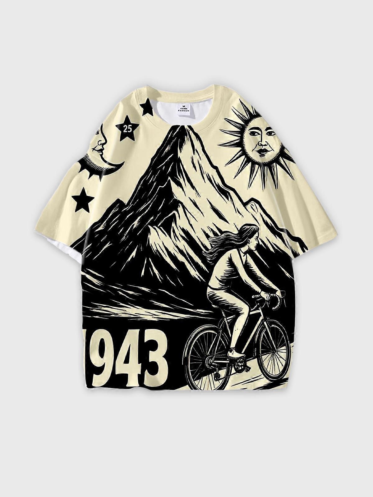 T-Shirt Short Sleeve Round Neck, Summer Casual Loose Graphic Tee, Unisex Pattern W2635