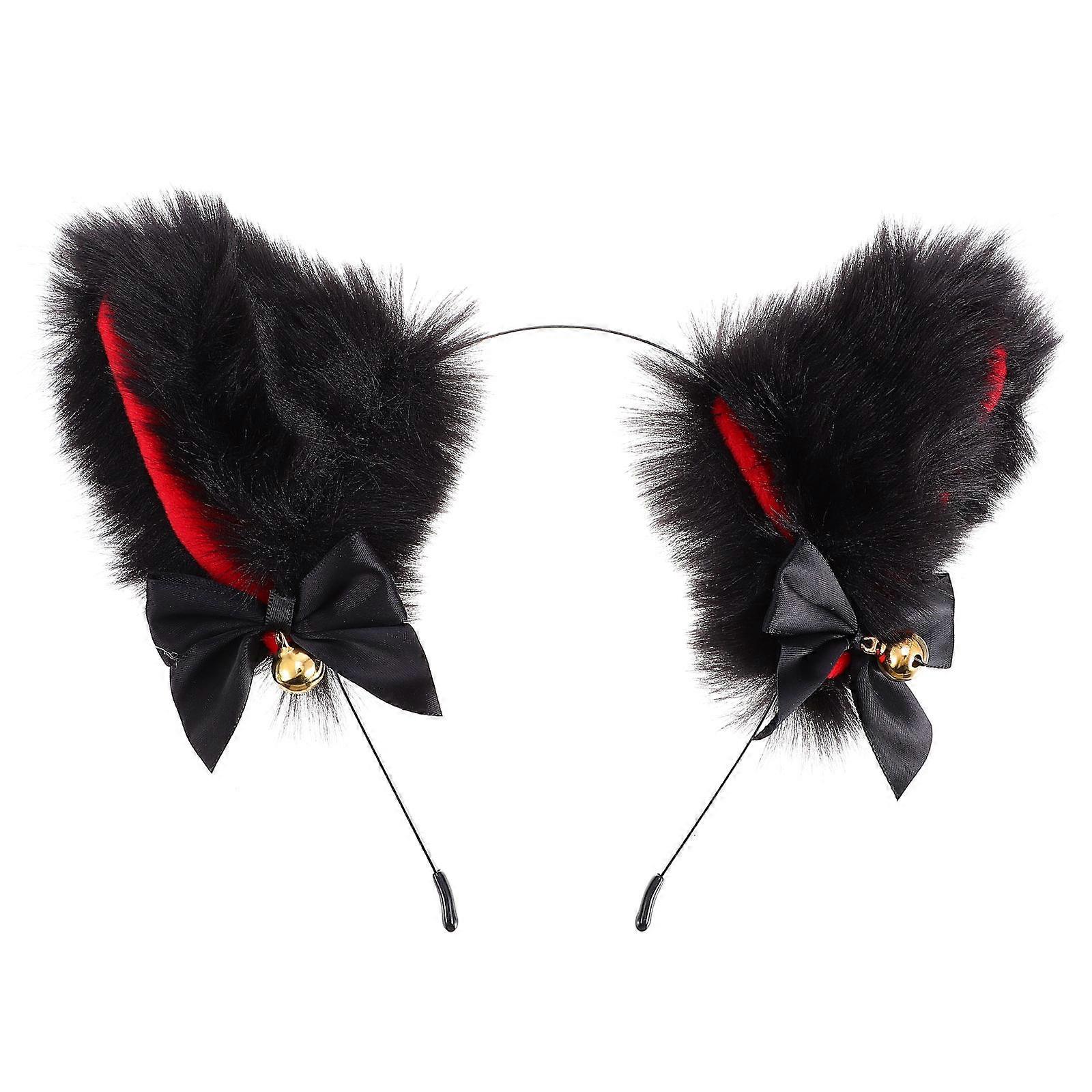 Cat Ears Headband for Decoration Use 1Pcs Plush Hair Hoop with Bells and Bows