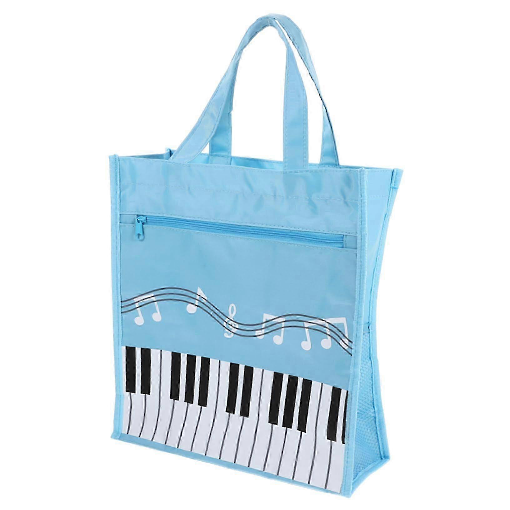 Music Note Tote Bag for Women, DoubleLayer Storage, Lightweight for Books, Keys, Sky Blue