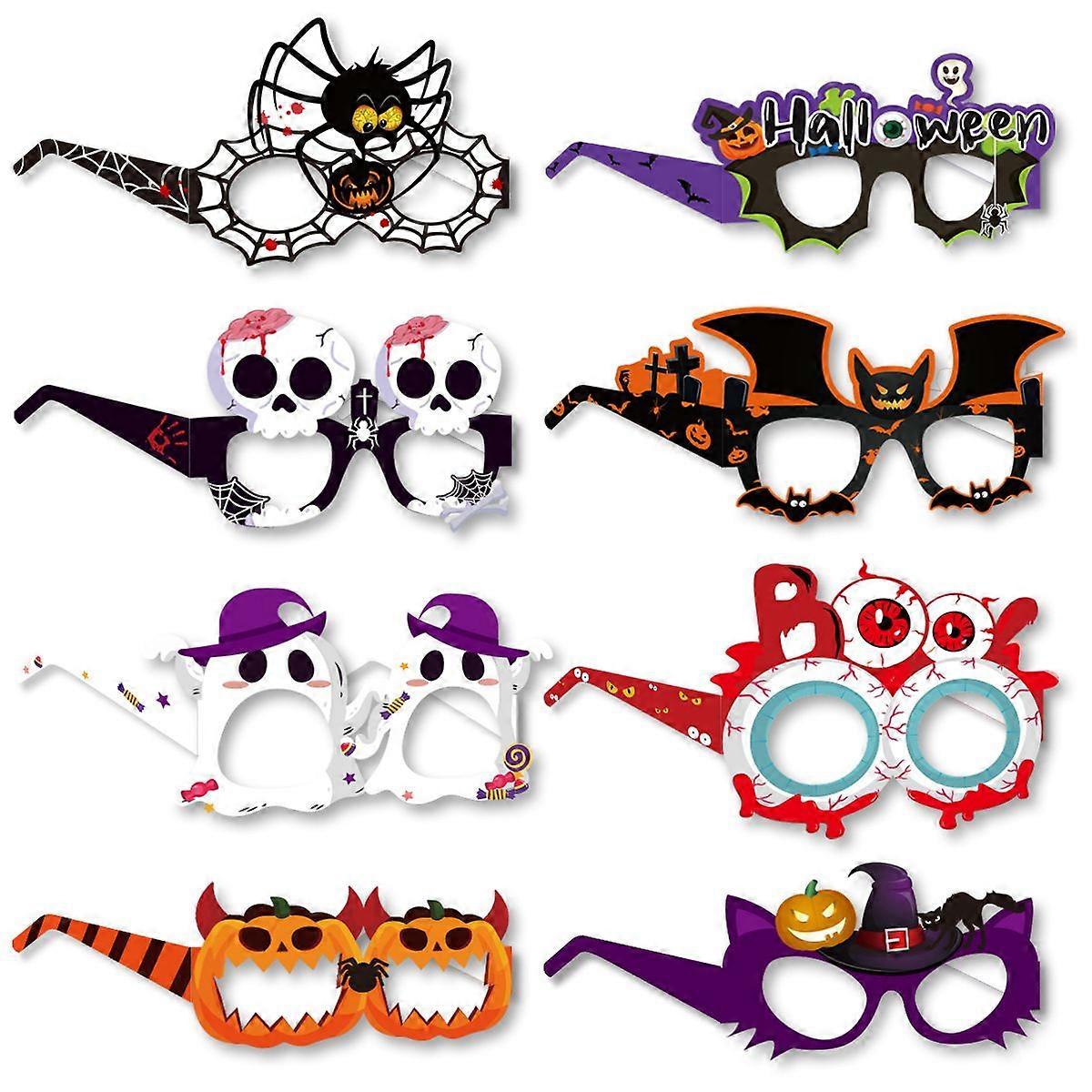 New Halloween Decorative Paper Glasses with Pumpkin and Spiders for Spooky Halloween Party Photo Props