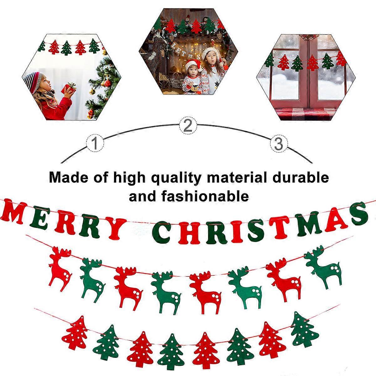 Christmas Letter Garland Banner for Party Decoration 6Pcs Non Woven Fabric