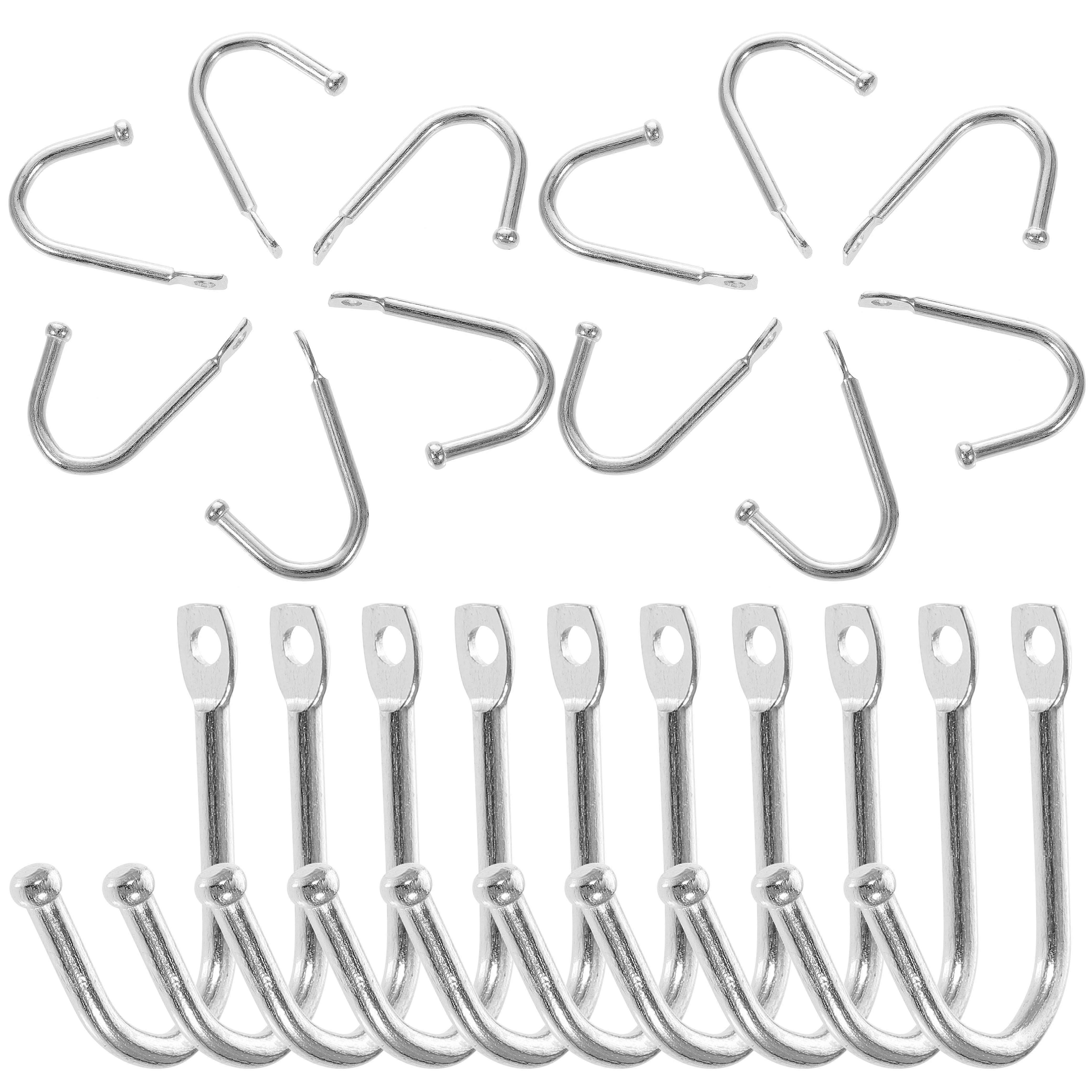 Entryway Hooks Wall Mounted Coat Hooks Bedroom Bathroom Organization Iron Silver Space Saving 30Pcs