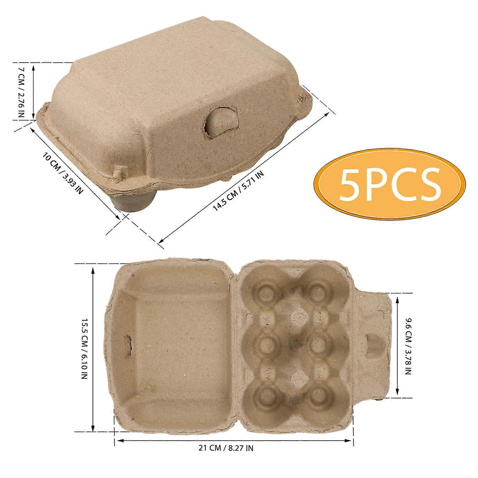 Egg Cartons Paper Pulp for Home Kitchen Use Khaki with Lid and Buckle Design 5Pcs