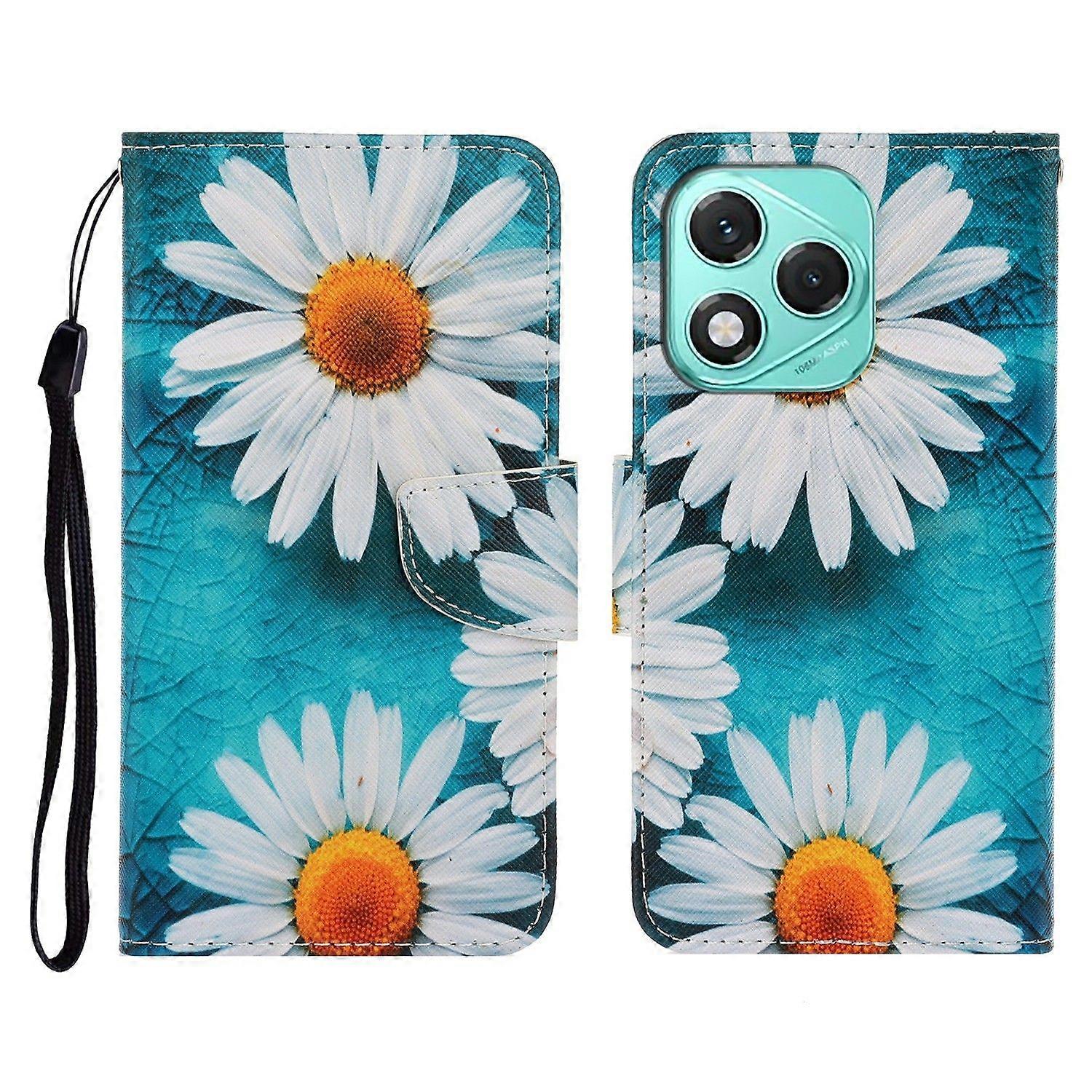 For Honor 400 Lite 5G Case Pattern Printing Protective Leather Folio Phone Cover with Wrist Strap
