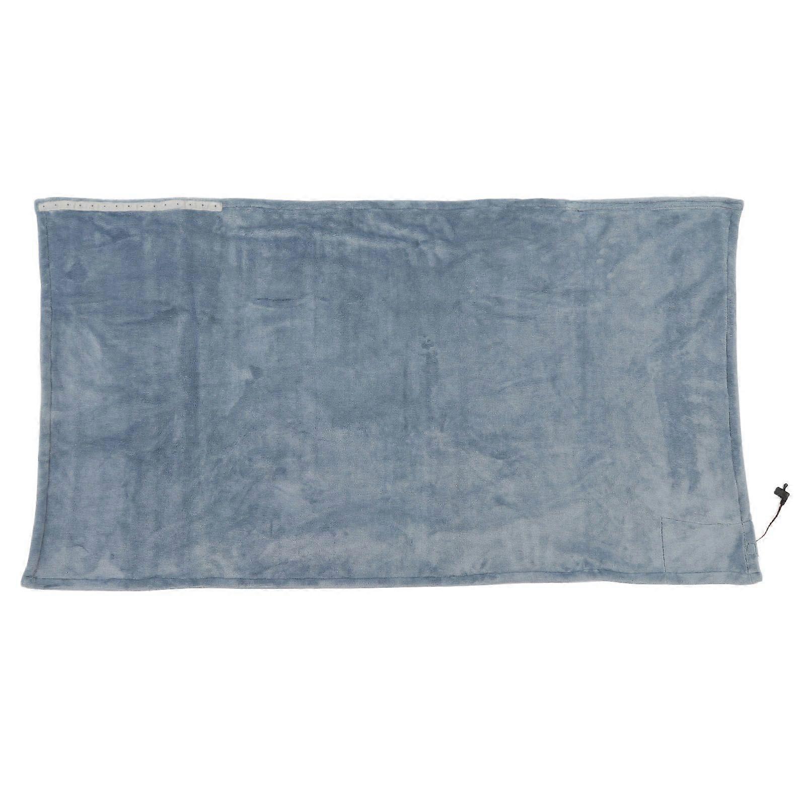 USB Electric Blanket Cozy Soft Portable Temperature Control Machine Washable Heated Shawl Throws for Car Home Travel Grey Blue