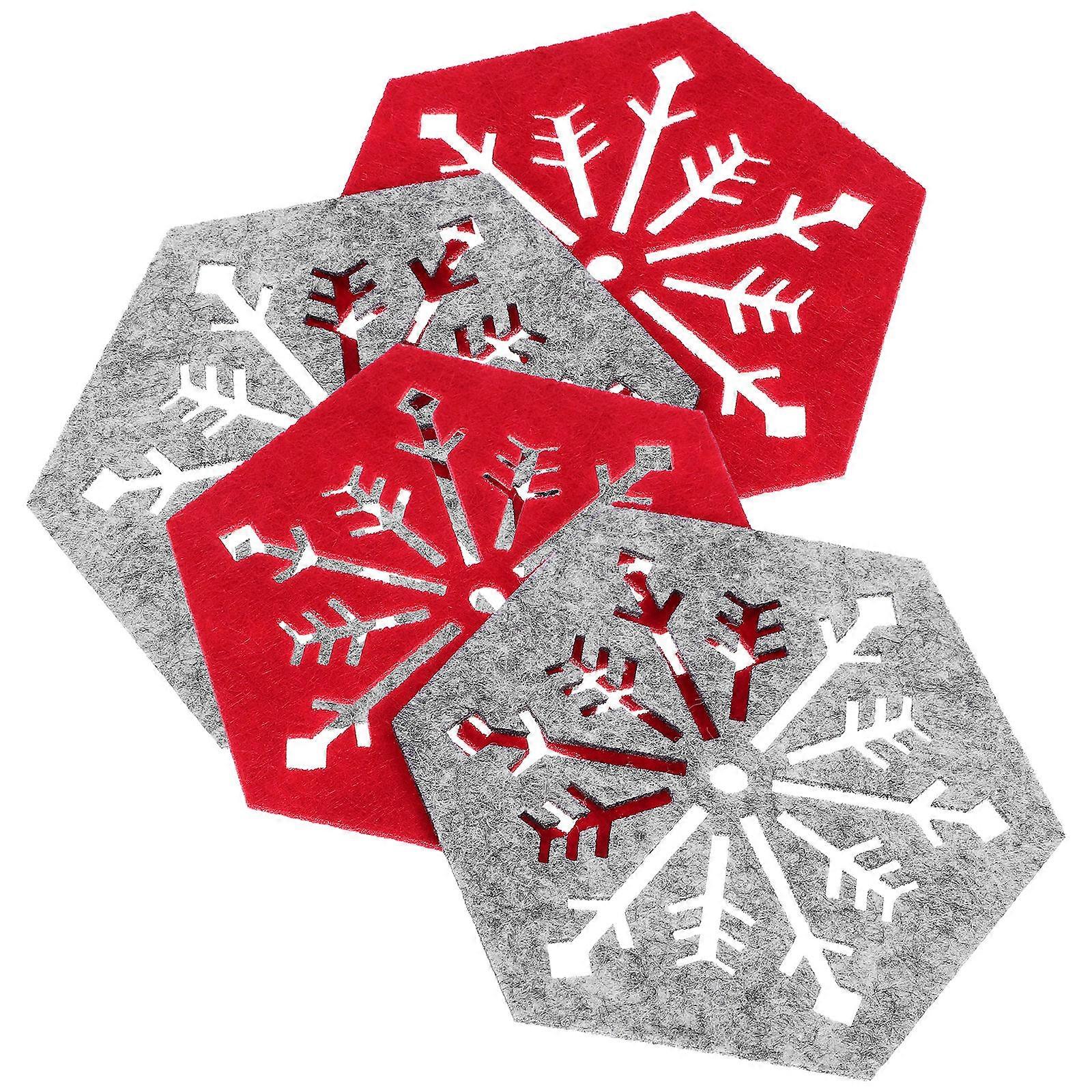 Cloth Christmas Place Mats Hexagon Heat-Insulation Mats 12Pcs for Table