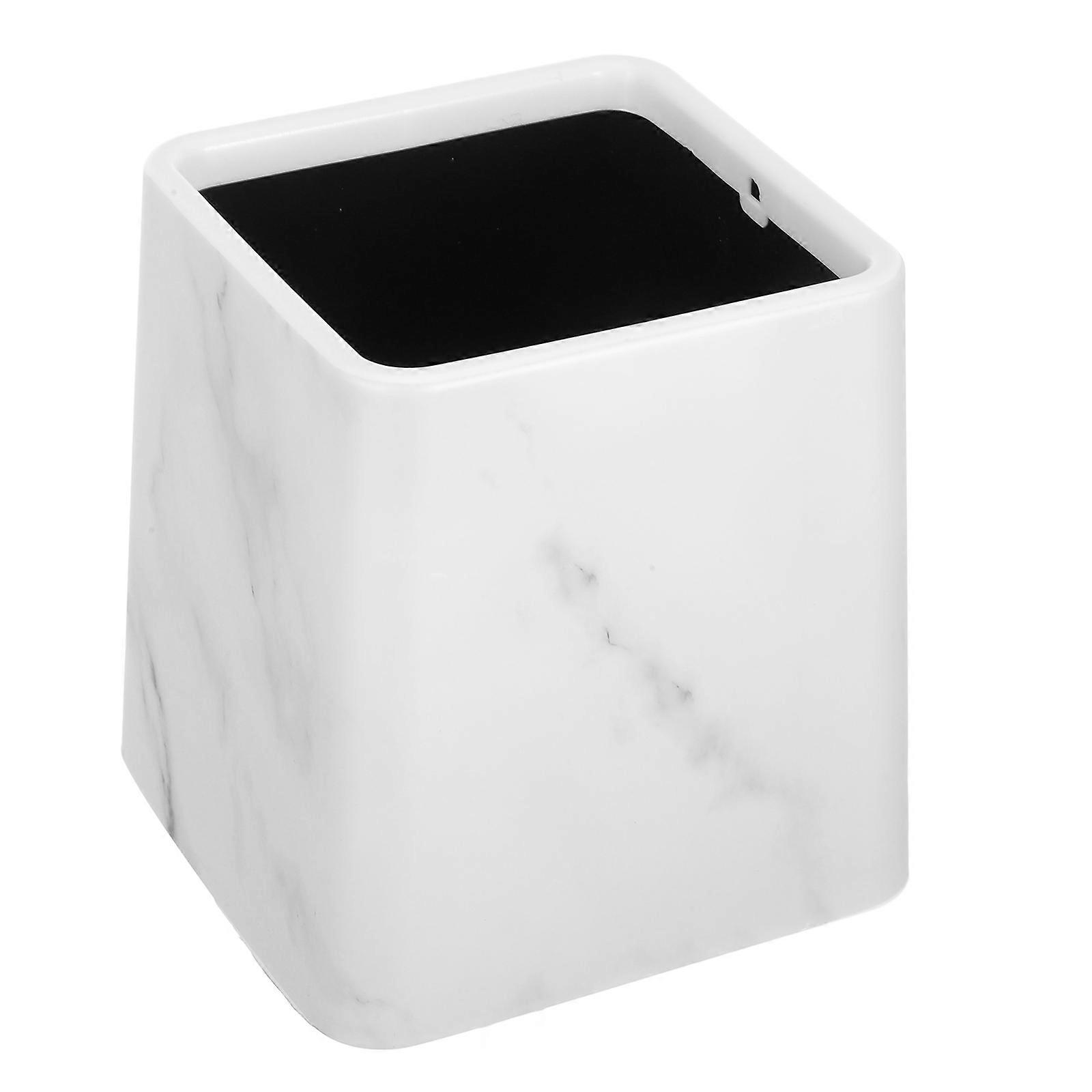 Bathroom Trash Can Decorative Garbage Bin for Home 2Pcs White Marble Style