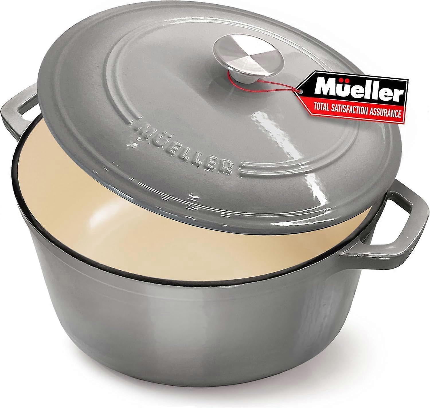 4.5 QT Enameled Cast Iron Dutch Oven, Heavy-Duty Casserole Dish and Braiser Pan with Lid and Stainless Knob, Safe for All Cooktops, Aqua Blue