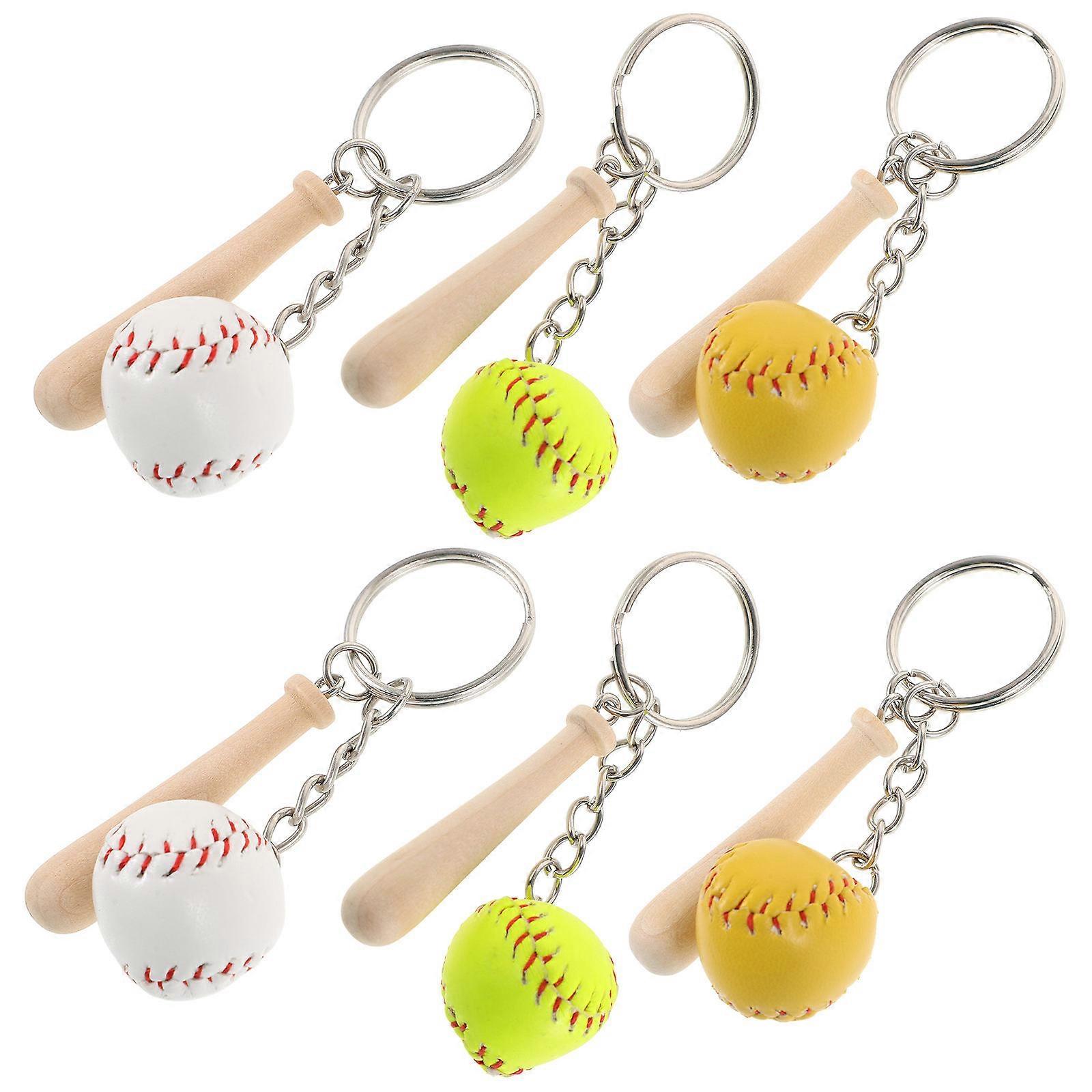 6Pcs Baseball Keychain for Decor Creative Key Rings with Assorted Colors