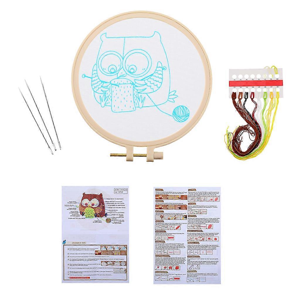 Embroidery Thread Kit DIY Crossed Stitch Set Animal Type Starter Sewing Frame Tools, Type 1