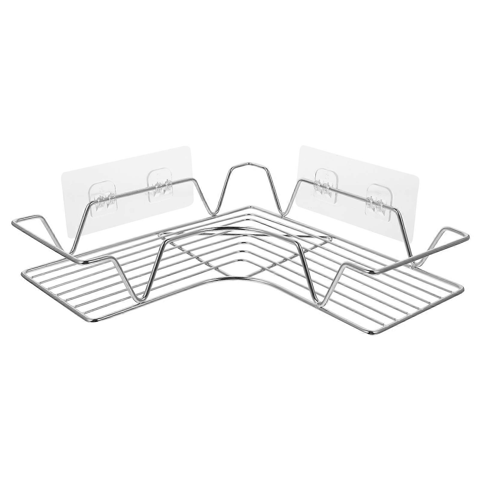 Silver Hanging Storage Rack Bathroom Corner Shelf for Storage Use 2Pcs