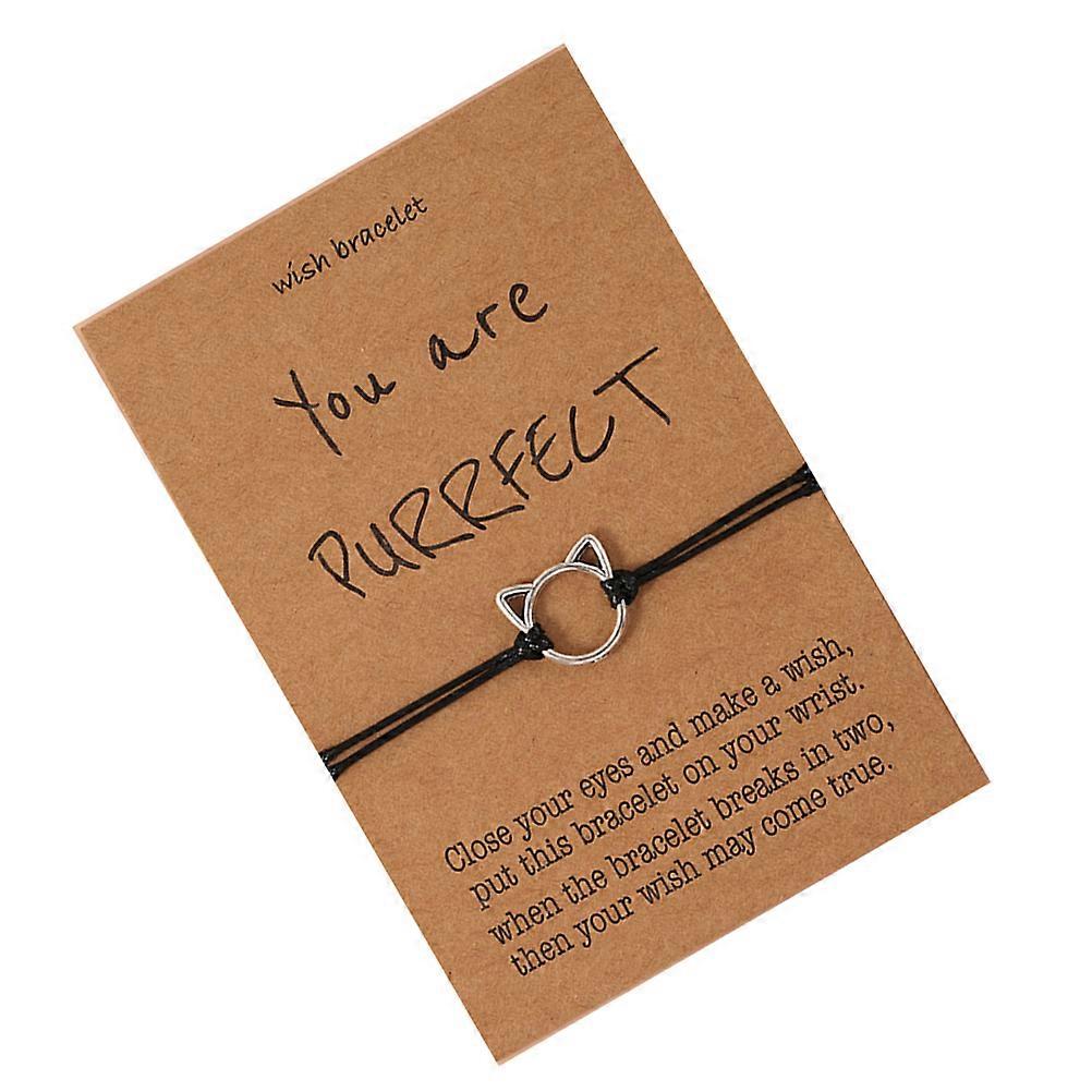 Inspirational Hand Chain Cat Bangle with Adjustable String 2Sets