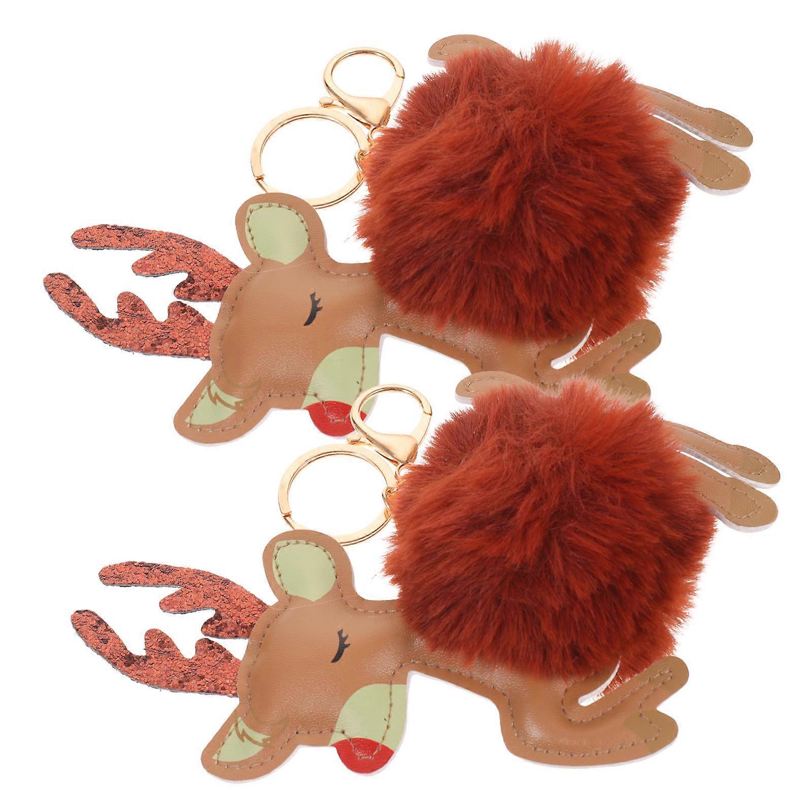 Cartoon Elk Keychain 4Pcs Stylish Key Holders Brown Color Ideal For Car Keys Bag And Gift Giving