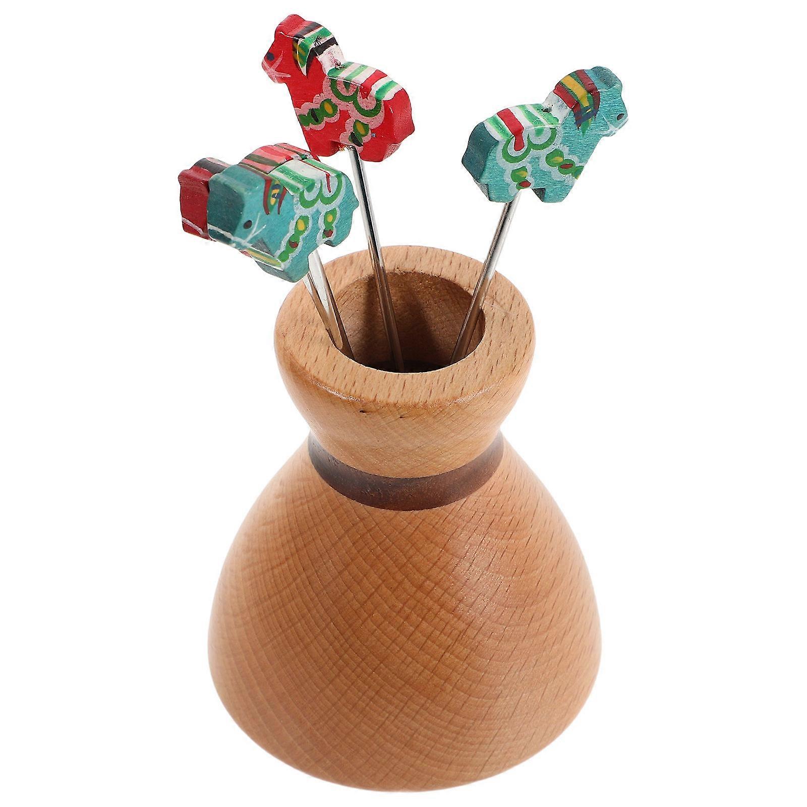 5 Sets Chinese Style Wooden Fruit Picks For Festive Events Available In Assorted Color Ideal For Dessert Serving