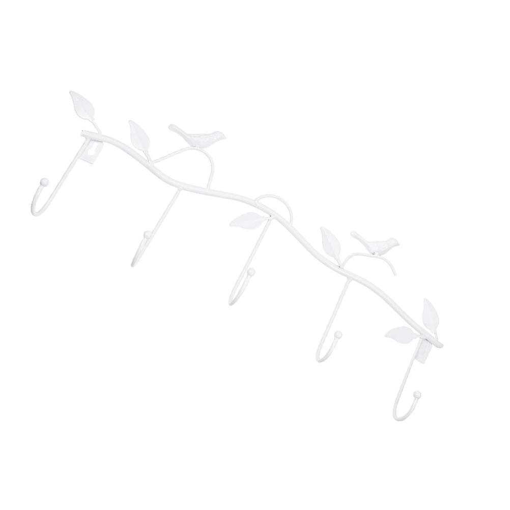 Leaf Bird Hook Iron Art Hook for Room Storage 2Pcs White Sundries Hooks
