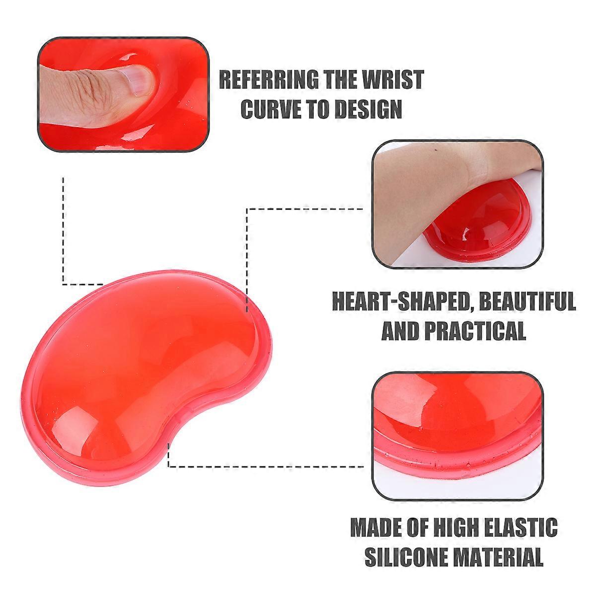 Wrist Pad Heart Silicone Mouse Pad for Stress Relief 2Pcs Red Design