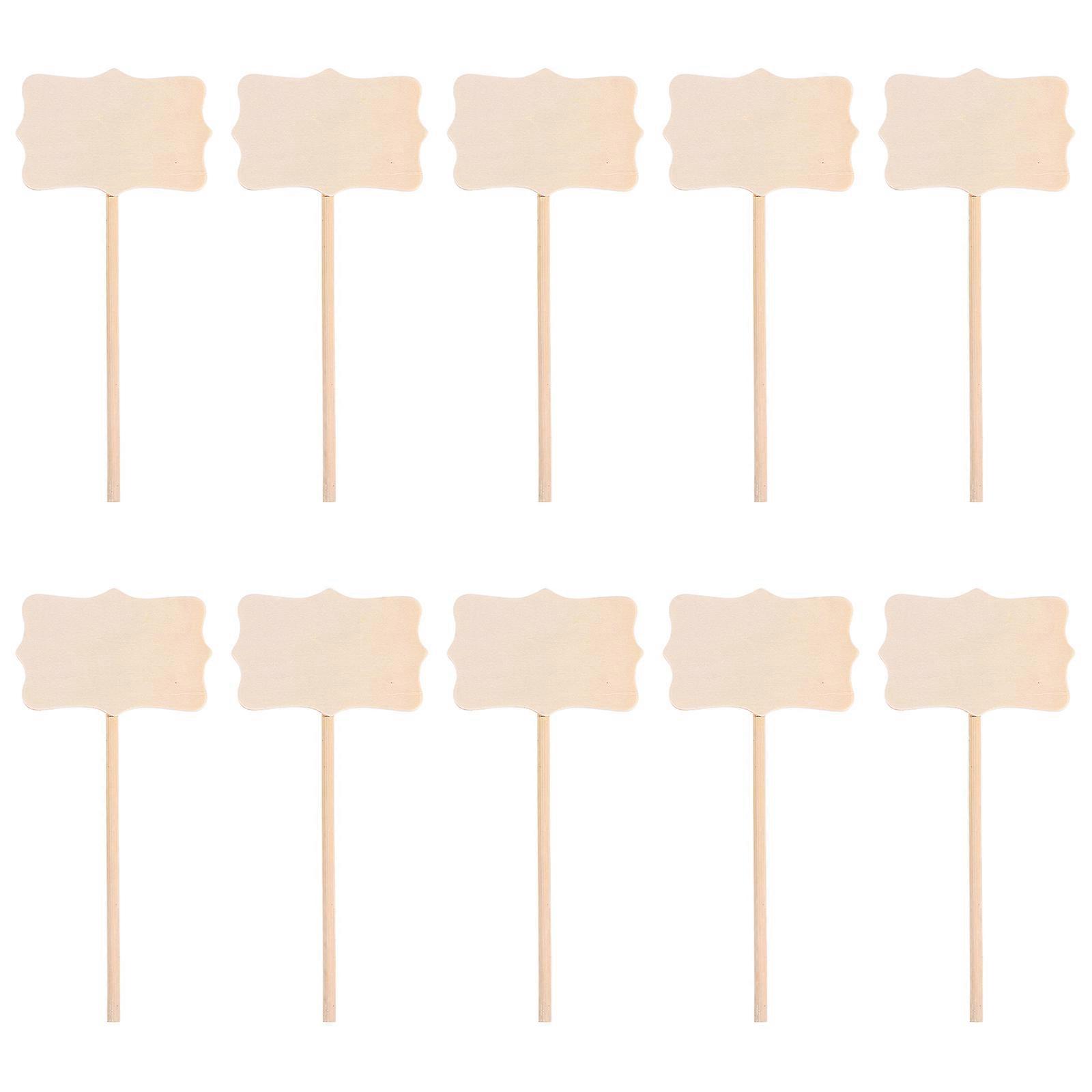 20Pcs DIY Blank Cards For Family Gatherings And Cake Toppers Made From Wooden Material In Beige