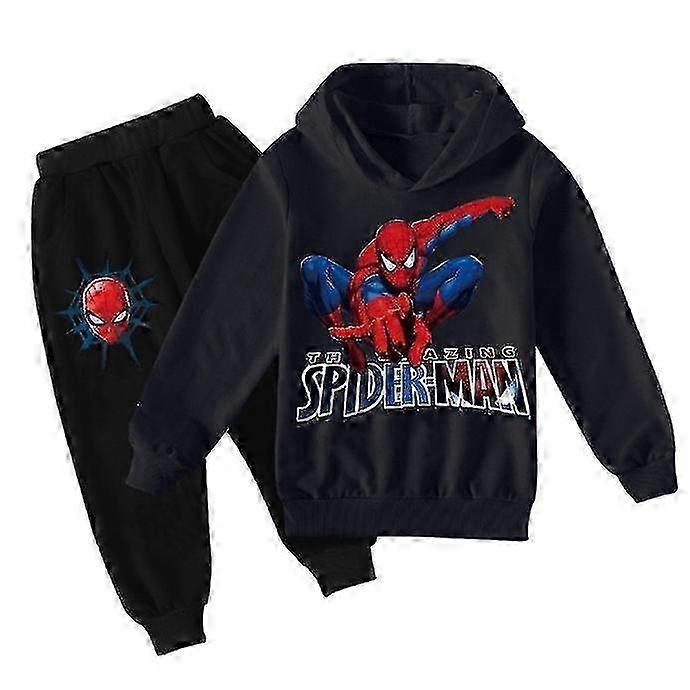2025 Spider-man Casual Tracksuit Set Kids Boys Long Sleeve Hoodie Sweatshirt Joggers Pants Activewear Z