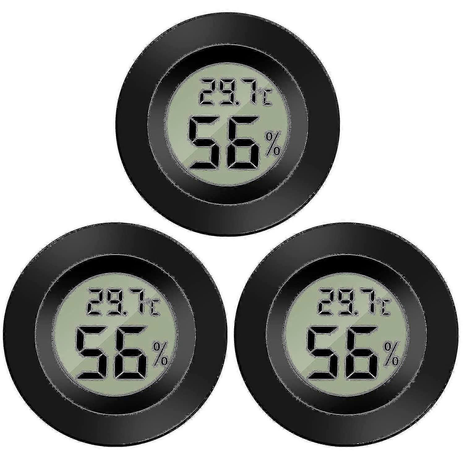 3pcs Hygrometer Thermometer Display Black - J
