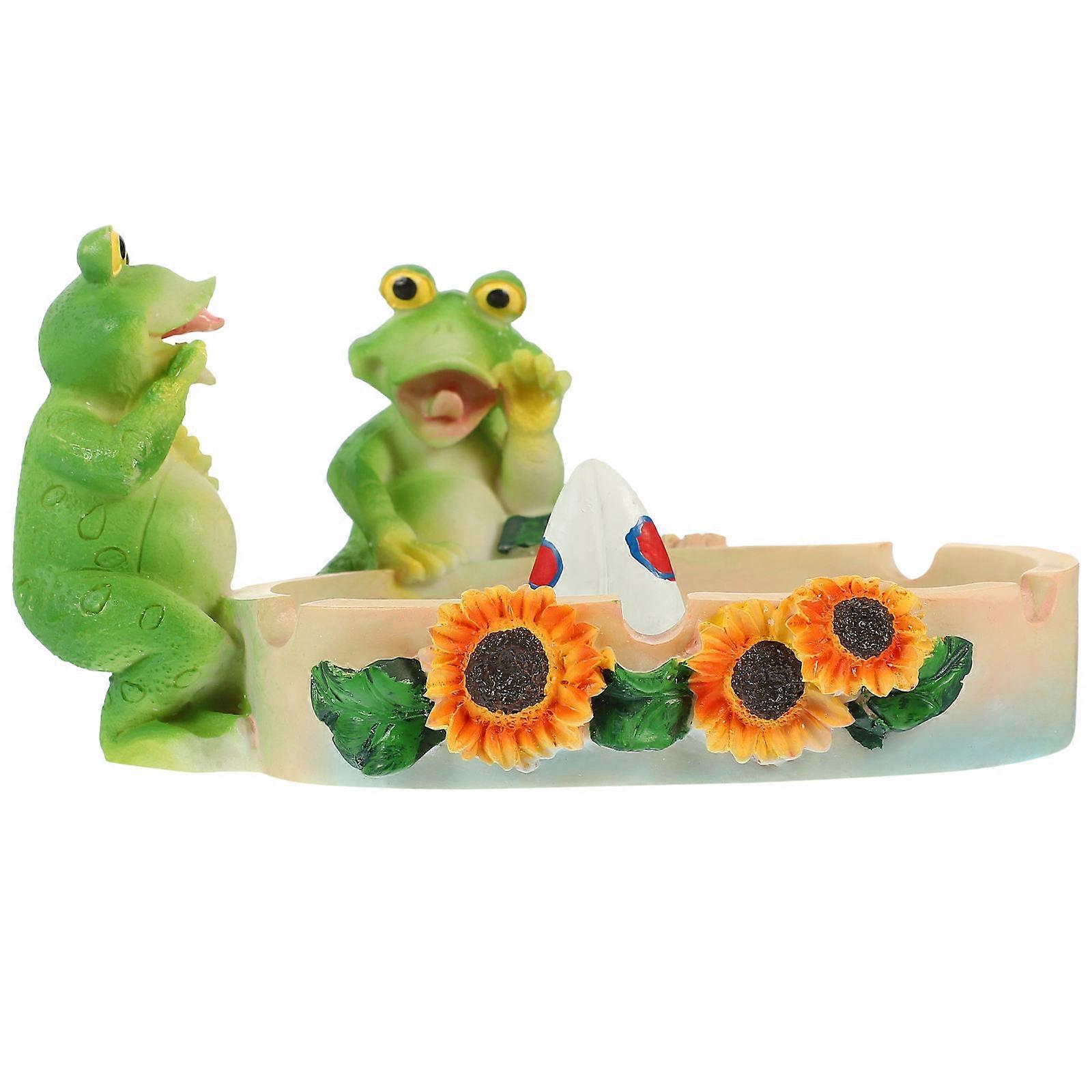 Desktop Ashtray Resin Frog Shape Creative Ash Holder with 4Pcs for Home