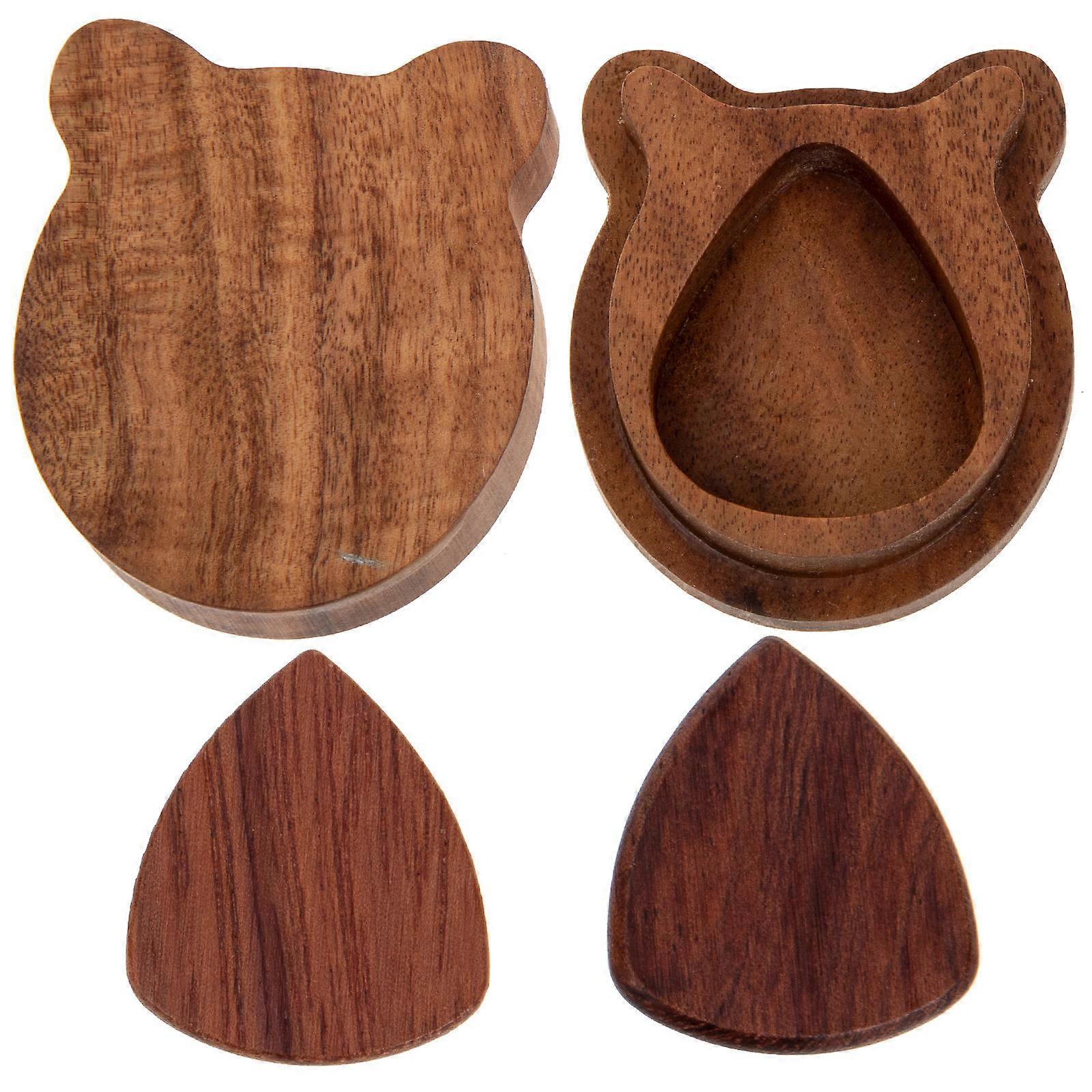 Durable Wooden Guitar Plectrum For Musicians Practice Rectangular Shape Finger Protection 4 Sets
