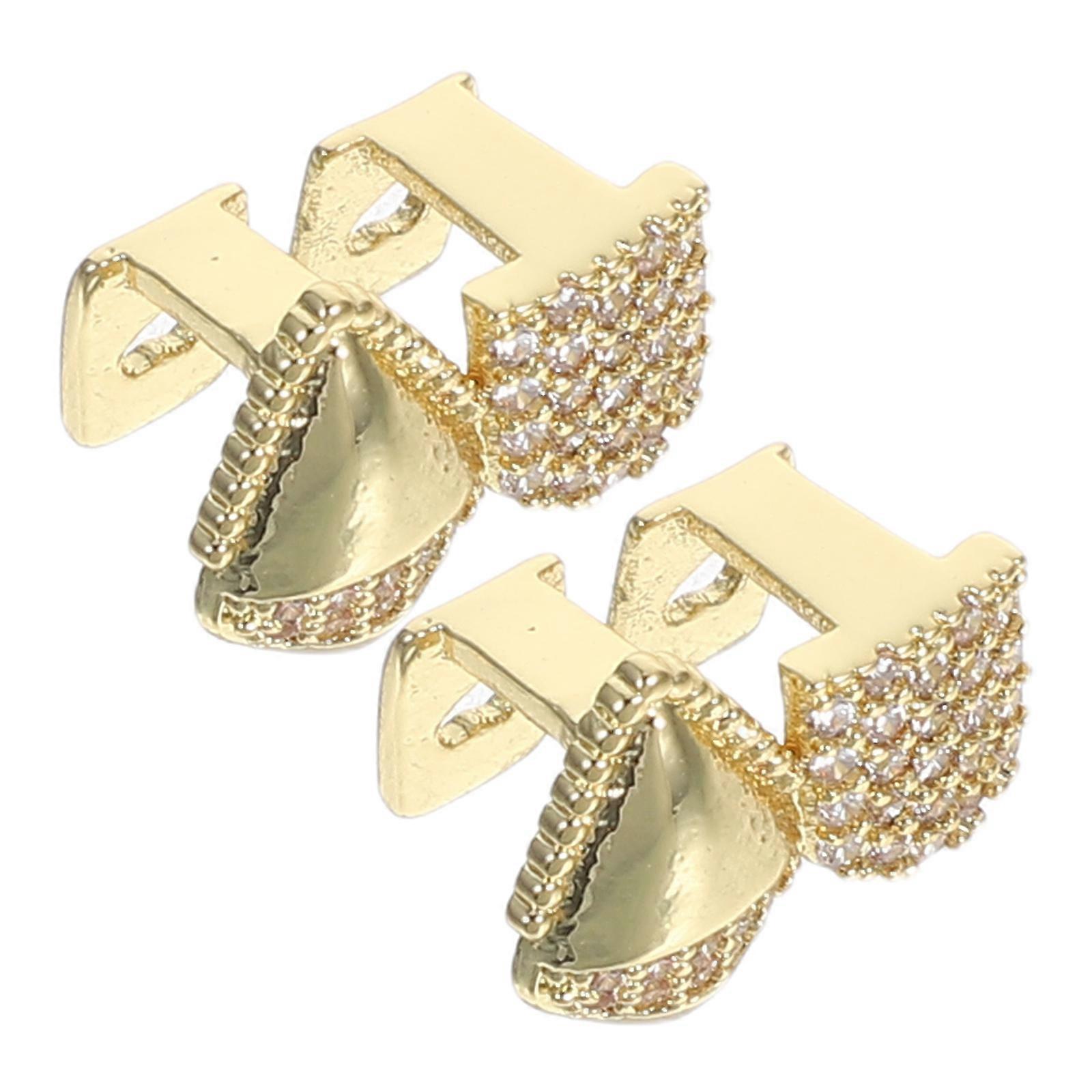 Golden Tooth Grills for Decoration 2Pcs Halloween Vampire Fangs with Mirror Finish