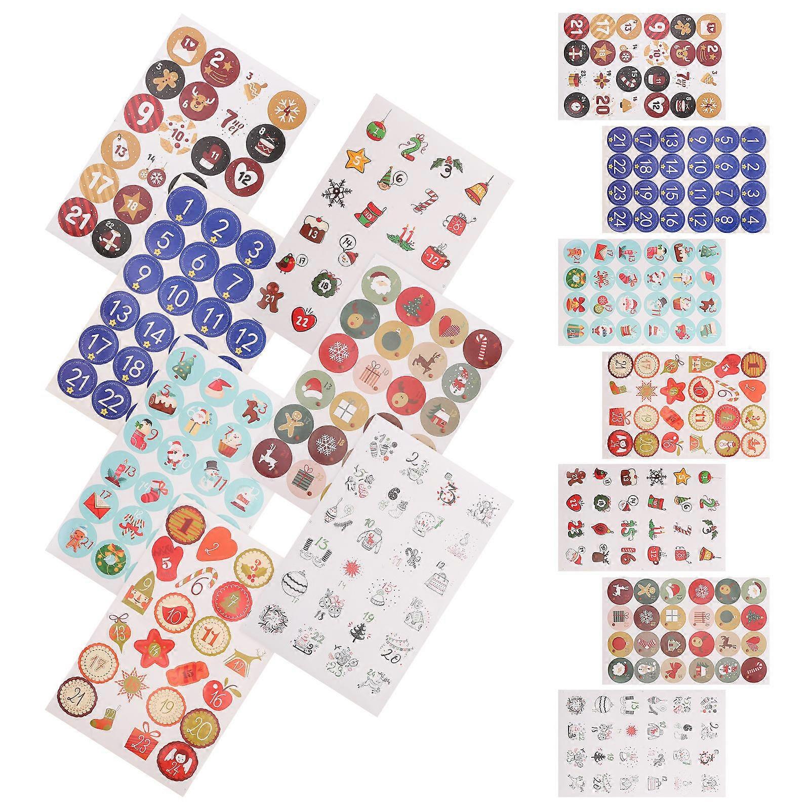 Xmas Seal Stickers 40 Sheets Round Numbers Sealing Decals For Gift Boxes And Party Decoration Assorted Color Tear And Stick