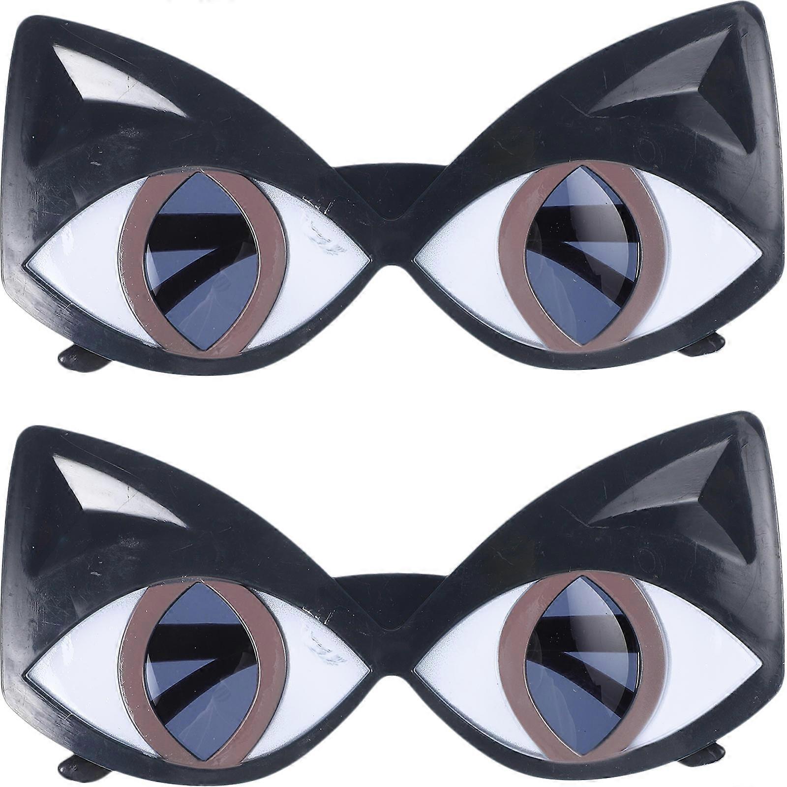 Irregular Sunglasses Over-Sized Adorable Style Black Atmosphere Decoration 2Pcs