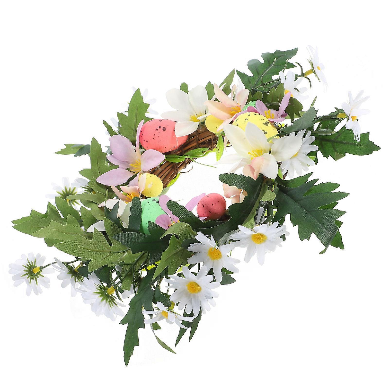 Easter Egg Wreath Decoration Front Door Ornament Multi Colored Simulated Bouquet 1Pcs