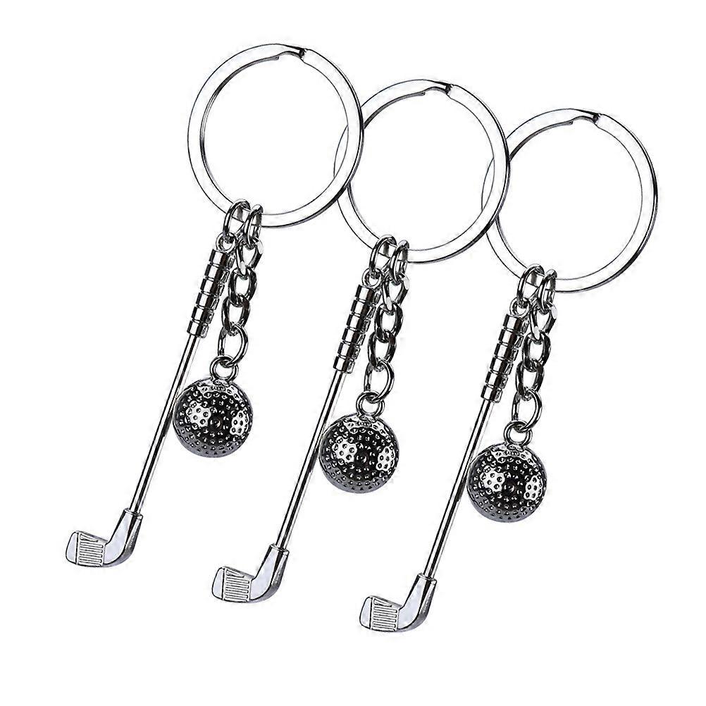 Silver Golfing Key Ring Alloy Keychain for Decoration 6 Pieces