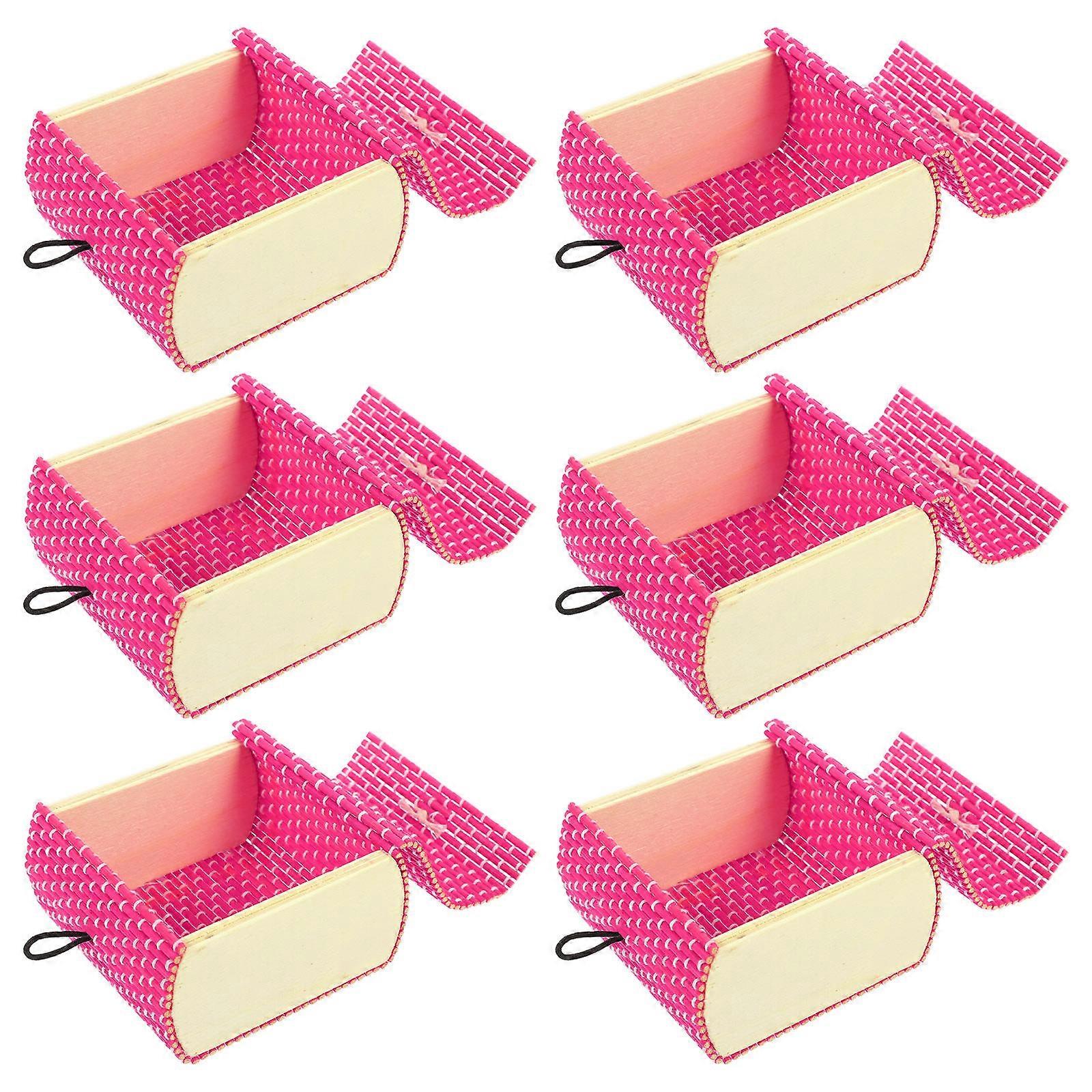 Miniature Bamboo Treasure Chest for Storage 12Pcs Sundries Box