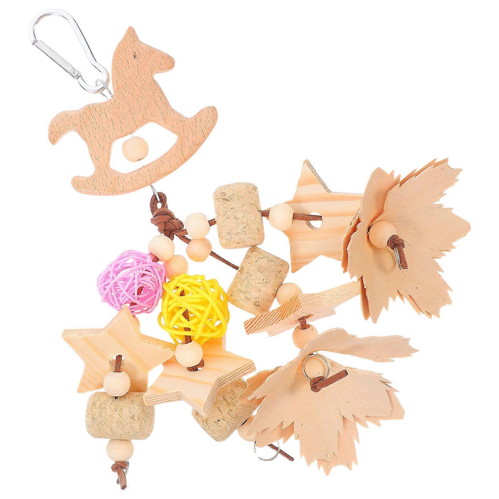 Durable Wood Cockatiel Toy Parrot Interactive Chewing Foraging 5Pcs