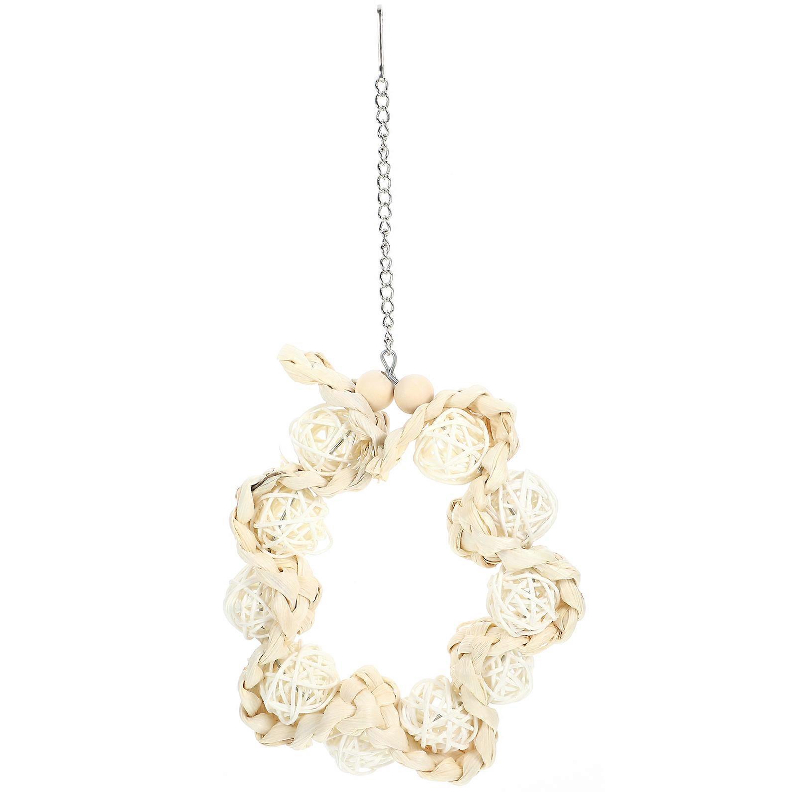 Bird Chewing Toy 4Pcs Designed For Parrots Offering Entertainment And Stress Relief Features In Light Yellow Color