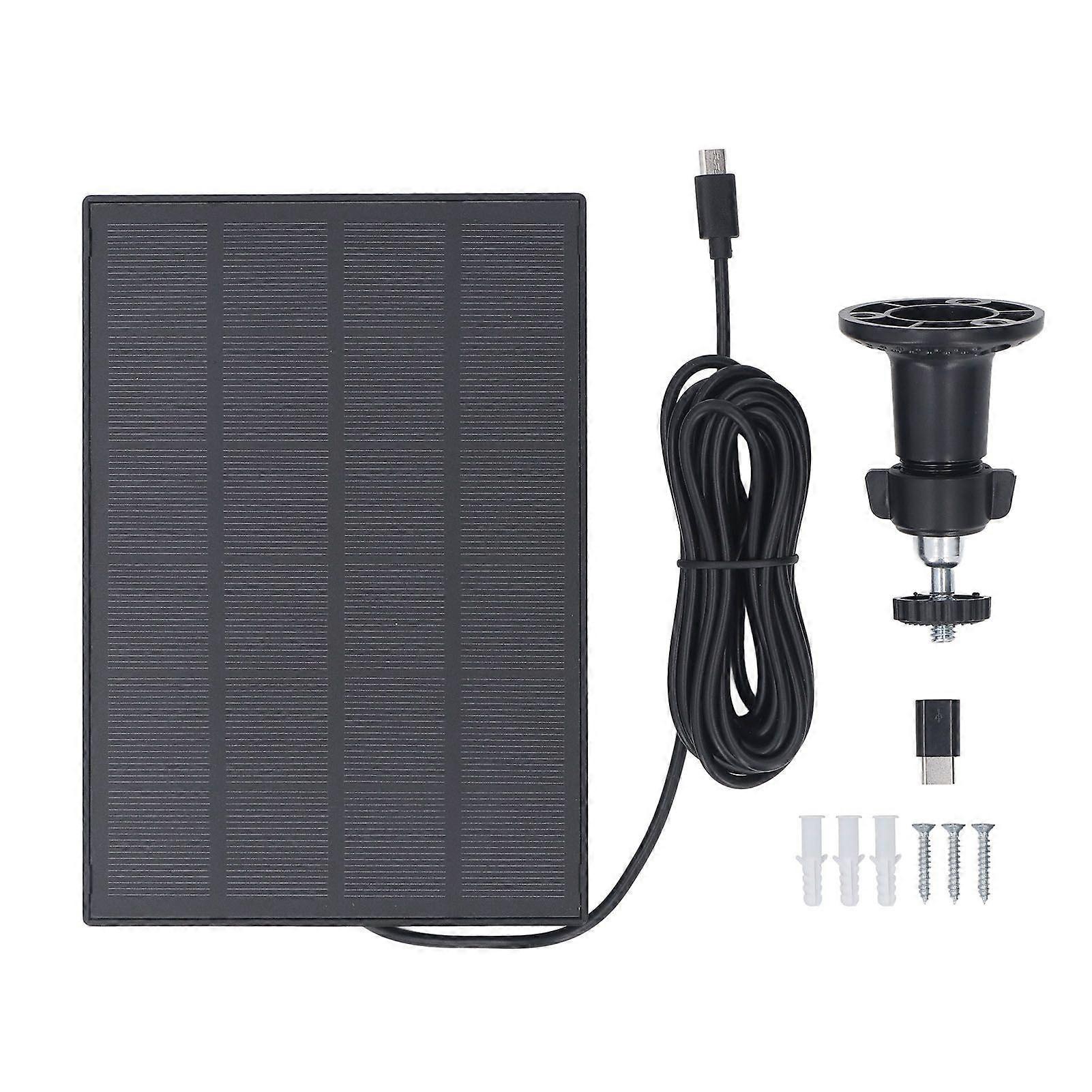5W 5V Solar Panel for Security Camera IP66 Water Proof Outdoor Wireless Camera Charger with Micro USB Type C Interface