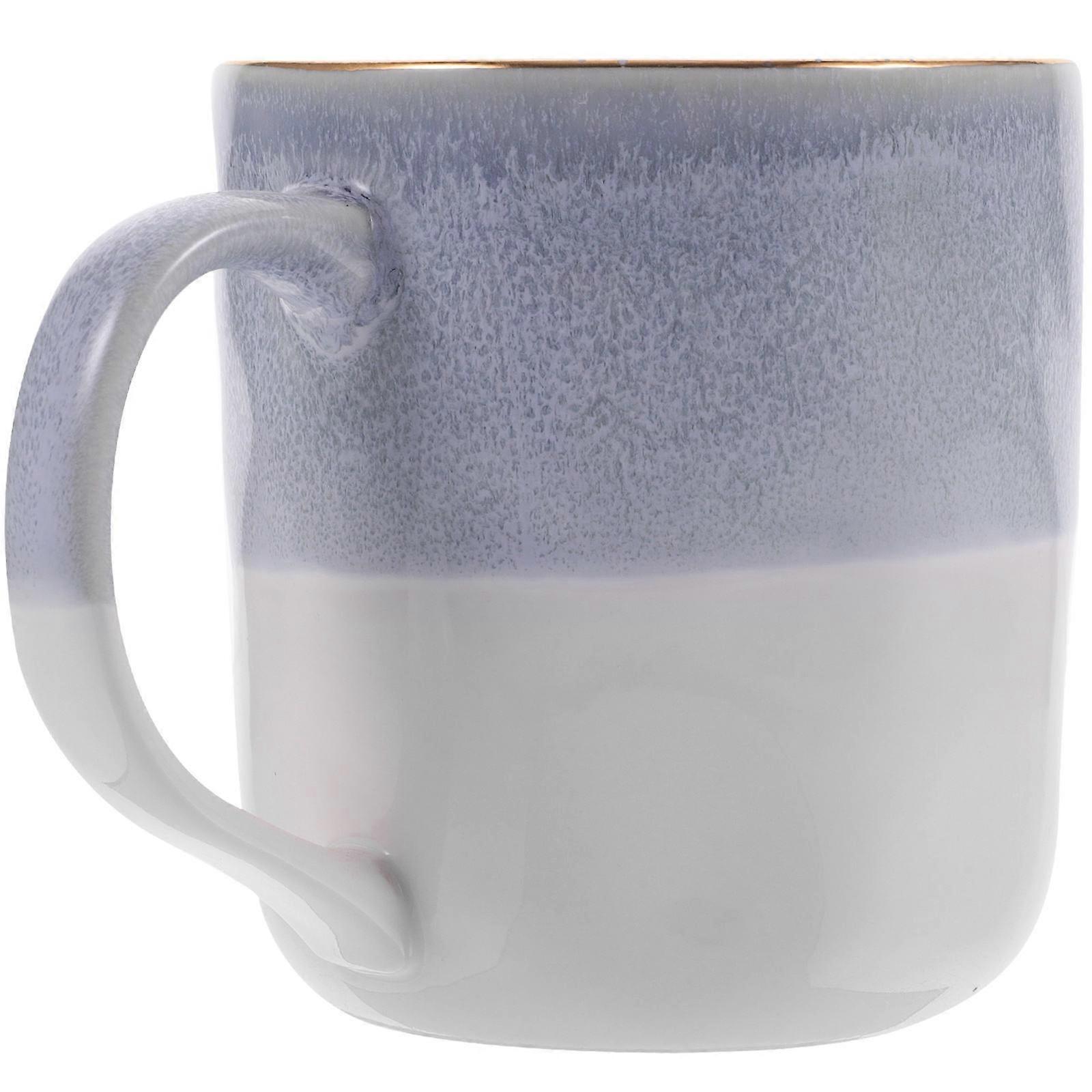 Ceramic Coffee Cup Set For Household Use In Blue Color Featuring Creative Design And Round Shape 2Pcs