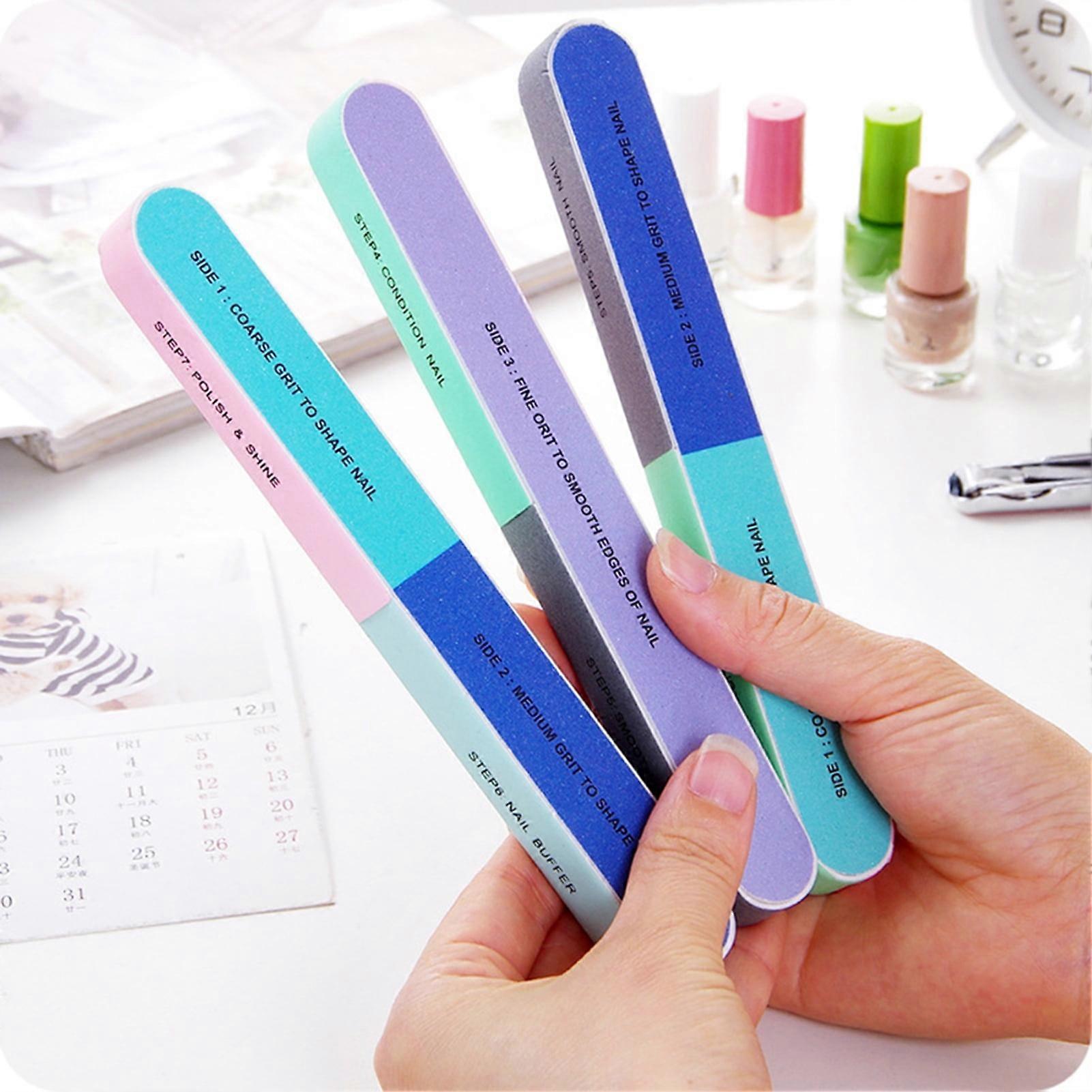HEVIRGO 2Pcs Nail File Creative Function Print Finger Polishing EVA Emery Board Manicure Tool for Home Use