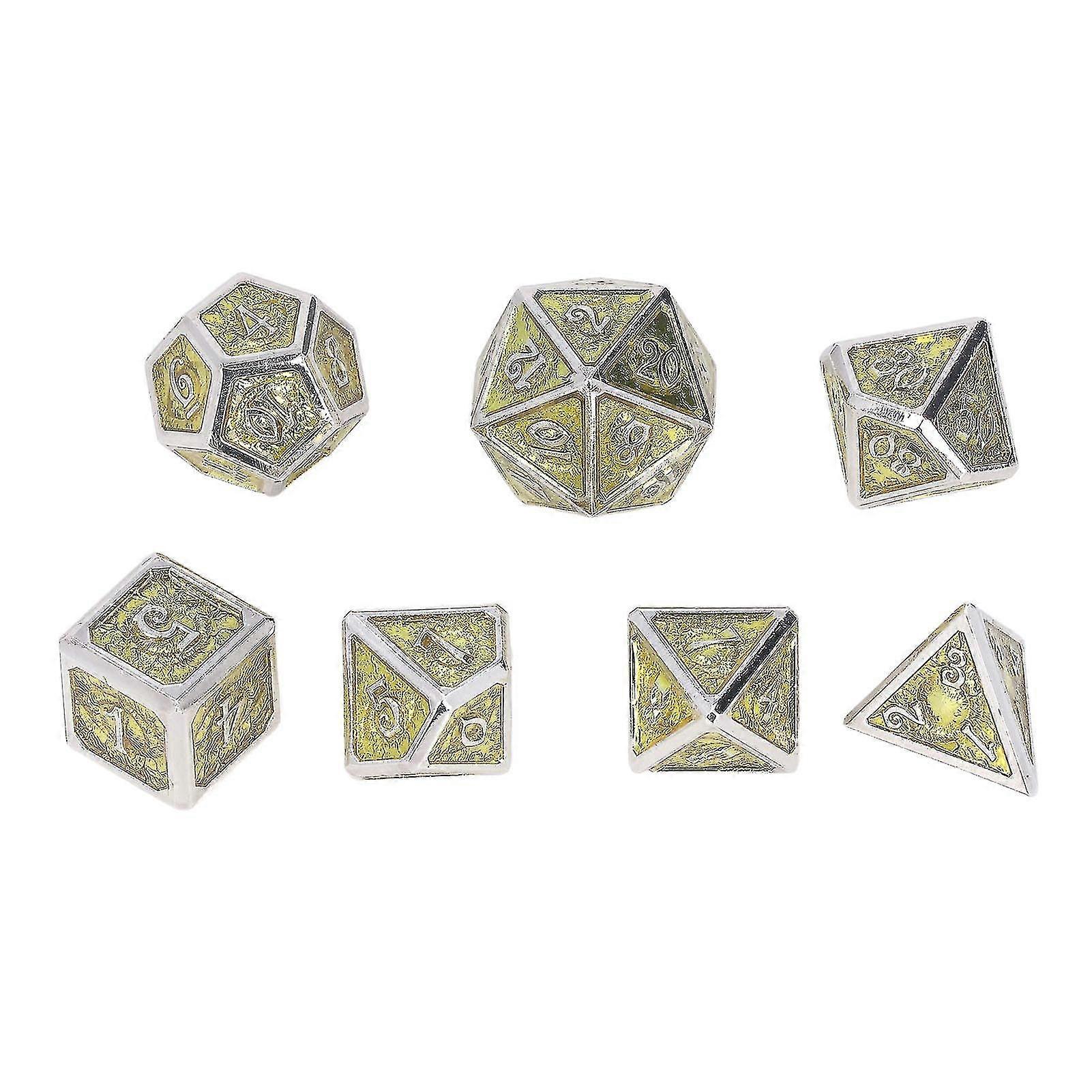 7pcs Metal Dice Devil Eye Pattern Delicate Polyhedron Dices For Game Math Teaching