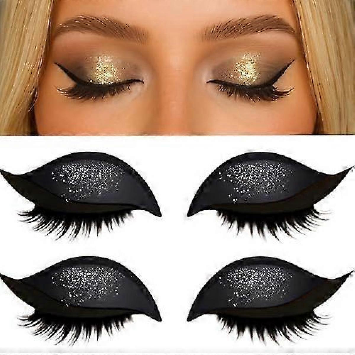 Lazy Eye Shadow Eyelash Patch, Eyeshadow and Lash Sticker, 2-in-1 Reusable Eyeshadow & Eyelash Makeup Stickers, for All Eye Shapes, 2 Pairs