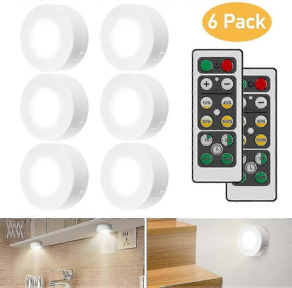 Cabinet Lights Led With Remote Control, 6 Pieces Cabinet Lighting - White