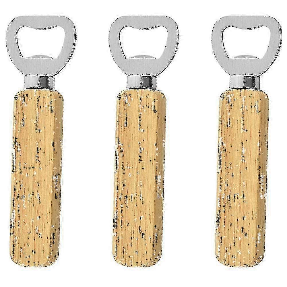 3 Pieces Wooden Beer Bottle Opener Stainless With Handle Customized For Home