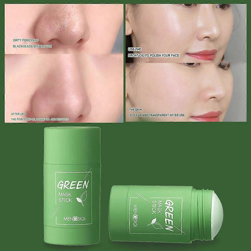 Face Clean Mask Green Tea Cleansing Stick Mask Smear Solid Cleansing Mask Deep Moisturizing Shrink Pores Blackhead Acne Remove