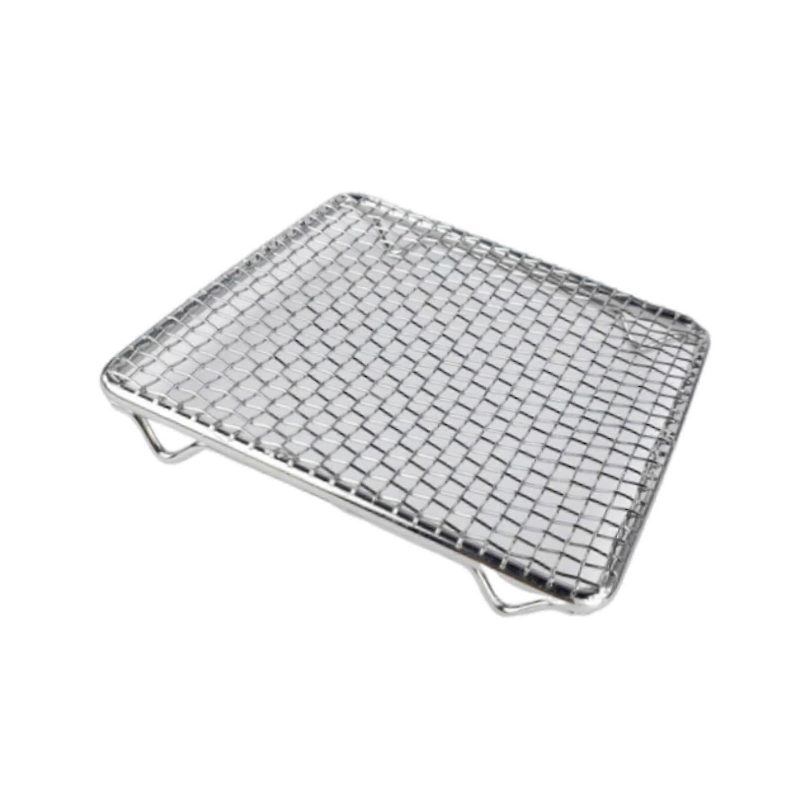 Barbecue Net Stainless Steel Mesh Fry Net 13cm x 13cm x 1.5cm Portable Grill Rack For Fish RestaurantGrade
