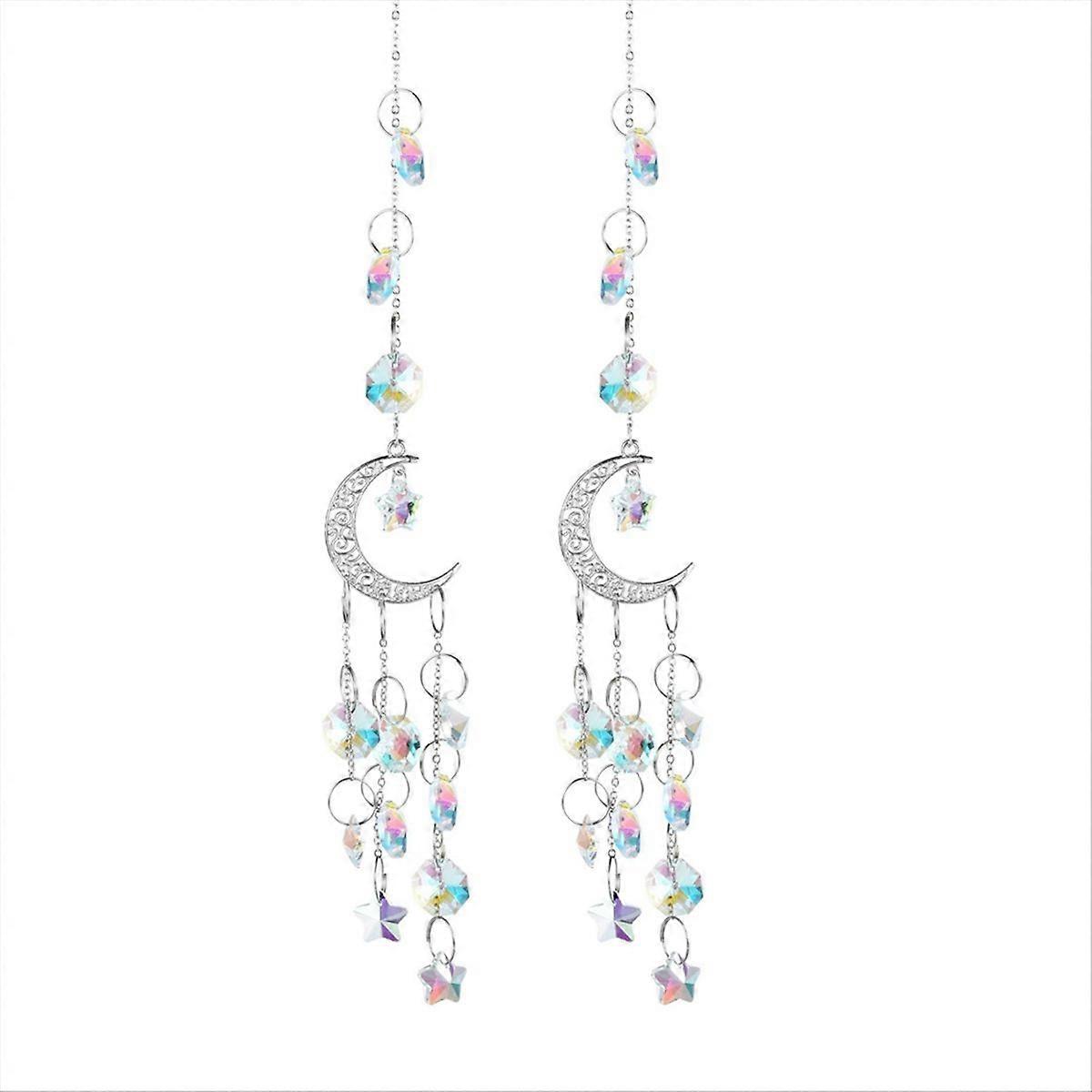 Silver Moon Pentagram Window Decoration Crystal Pendant