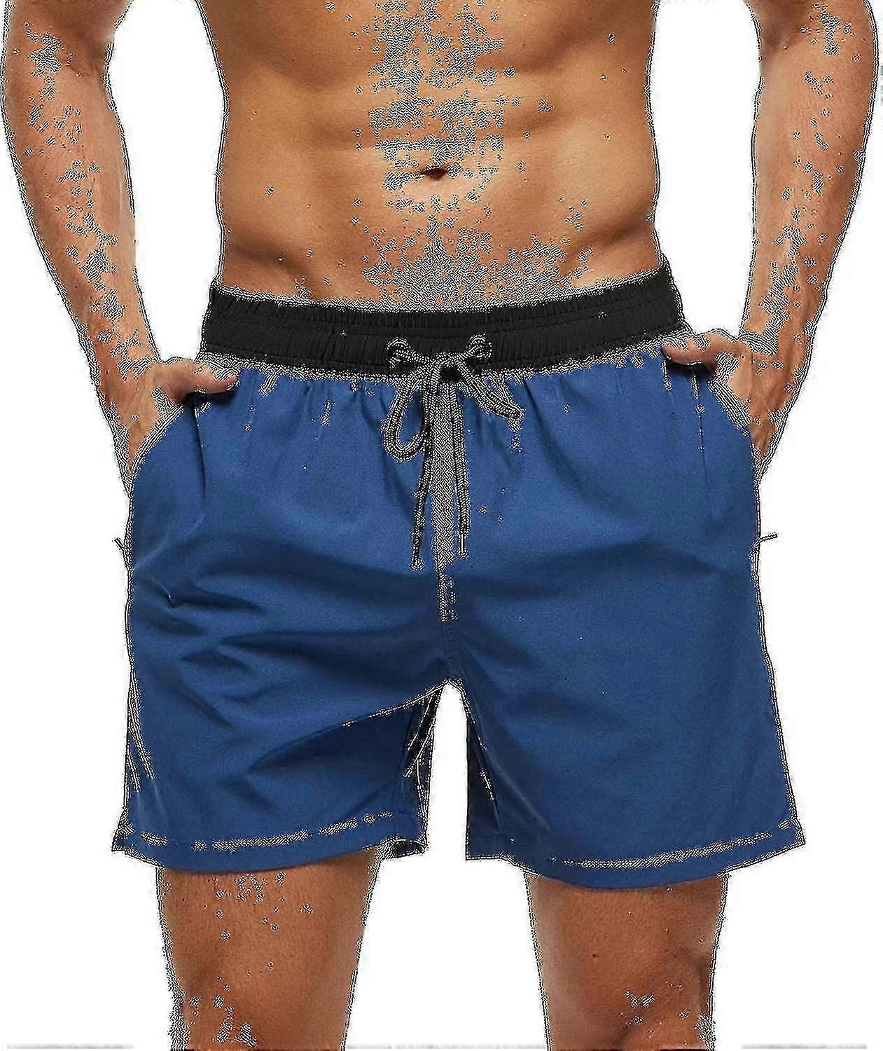 25-26 Men S Swim Trunks With Zip Pocket Waterproof Drying Quick Swimsuit Bathing Shorts With Adjustable Drawstring-n