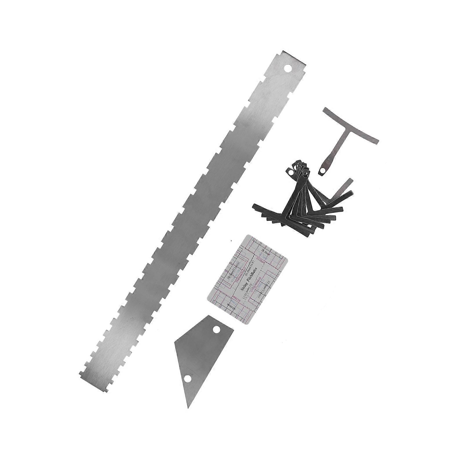 ギター測定ツールセットシルバーネックアークコードレベリング定規ゲージキットLuthierSilver用