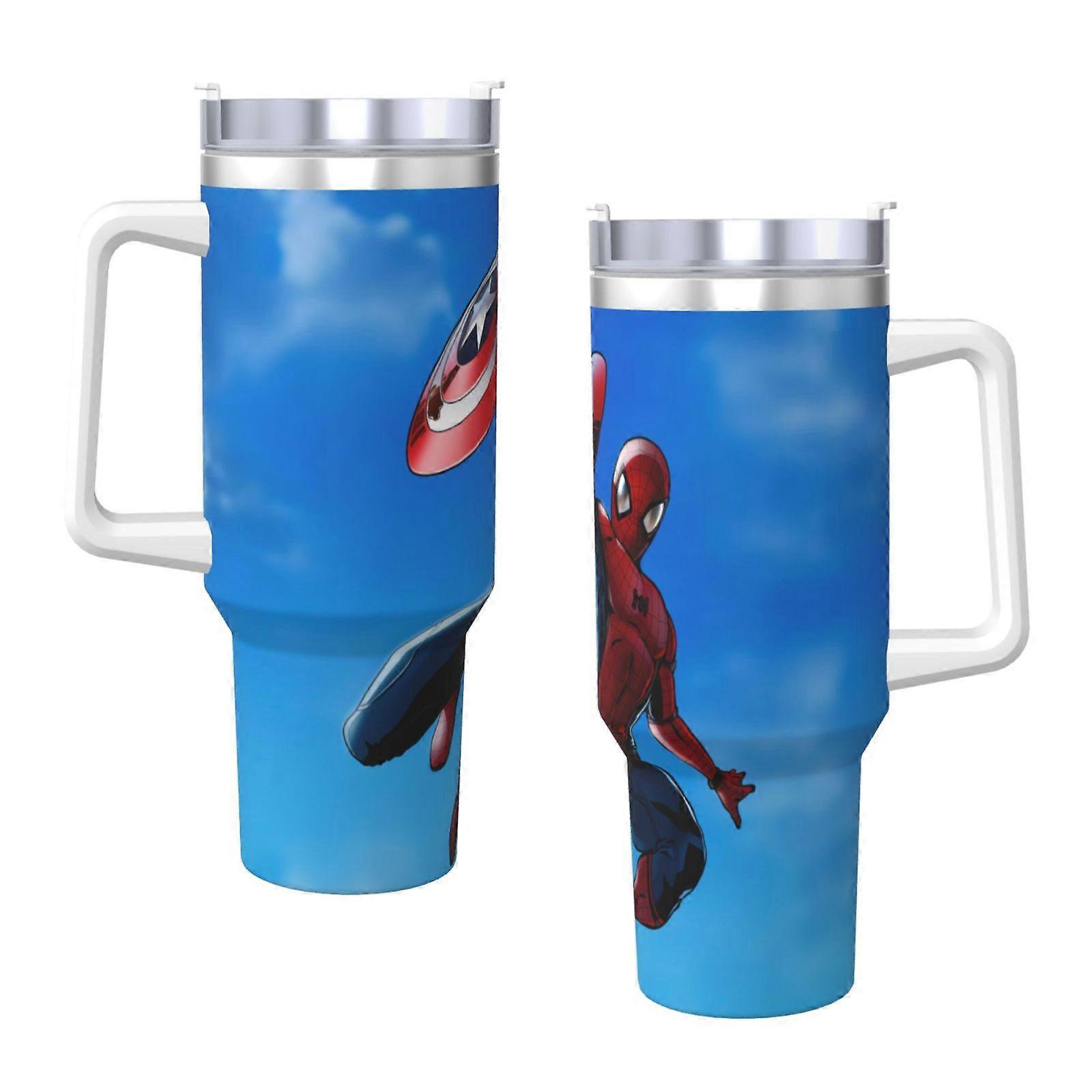 스파이더맨 40oz H2.0 스테인리스 스틸 진공 단열 텀블러 (뚜껑 및 빨대 포함, 물, 아이스티 또는 커피, 스무디용)