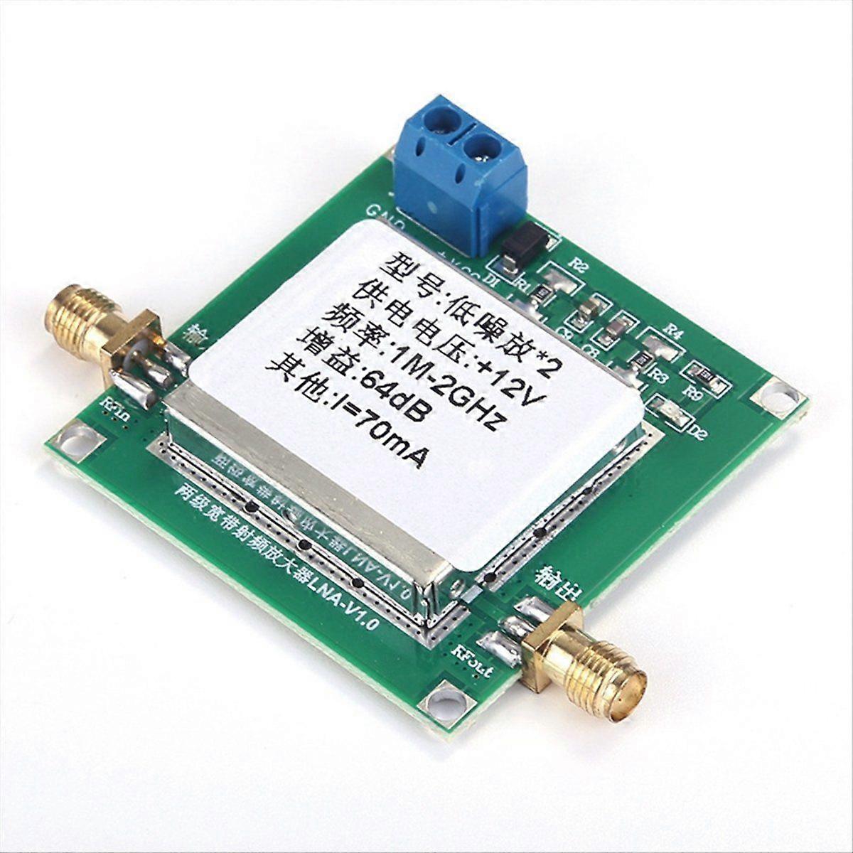 1MHz-2000MHz Low Noise Amplifier LNA Module 64dB High Gain 2dB Noise Broadband Amplifier