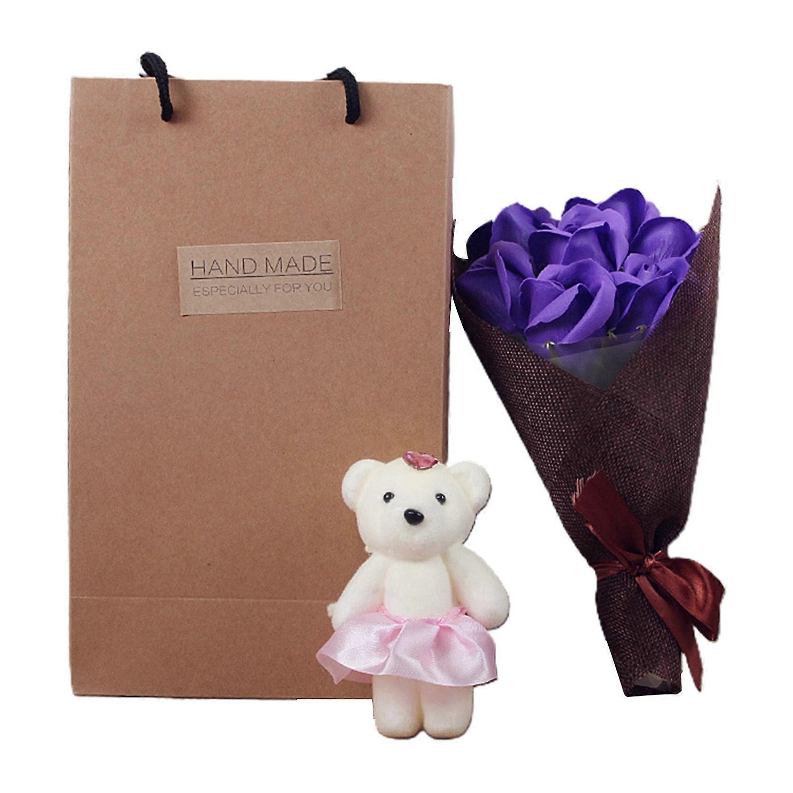 Simulation Flower Set - Realistic Handmade Soap Rose Flower with Little Bear Set for Home (1 Set)