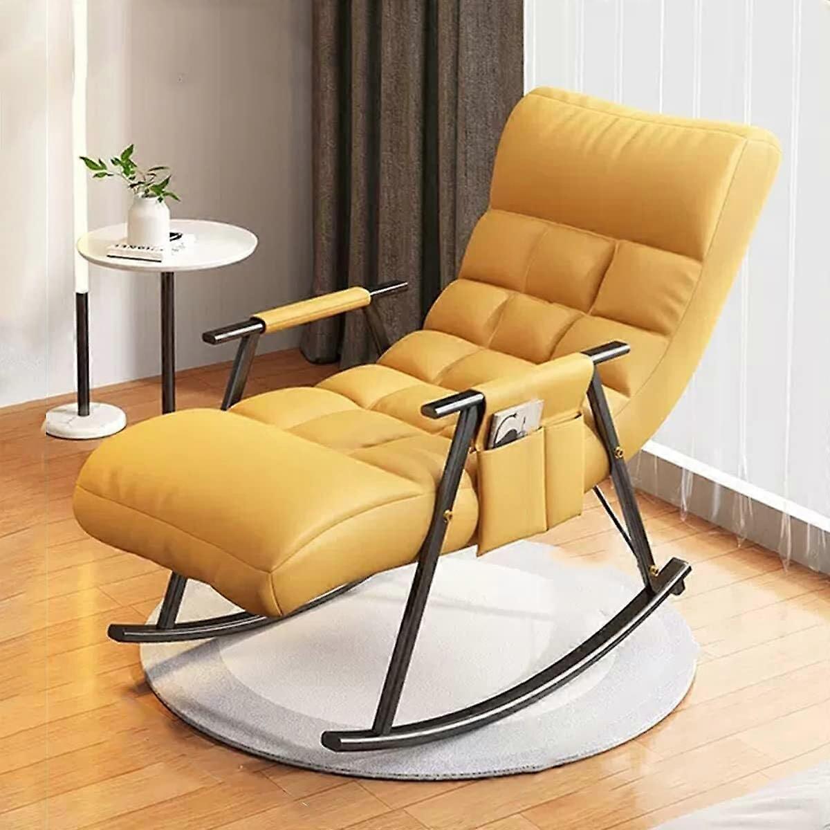 Rocking Chair Accent Glider Lounge Chair Backrest With 5 Positions And Soft Padded Cushion Yellow A One Size